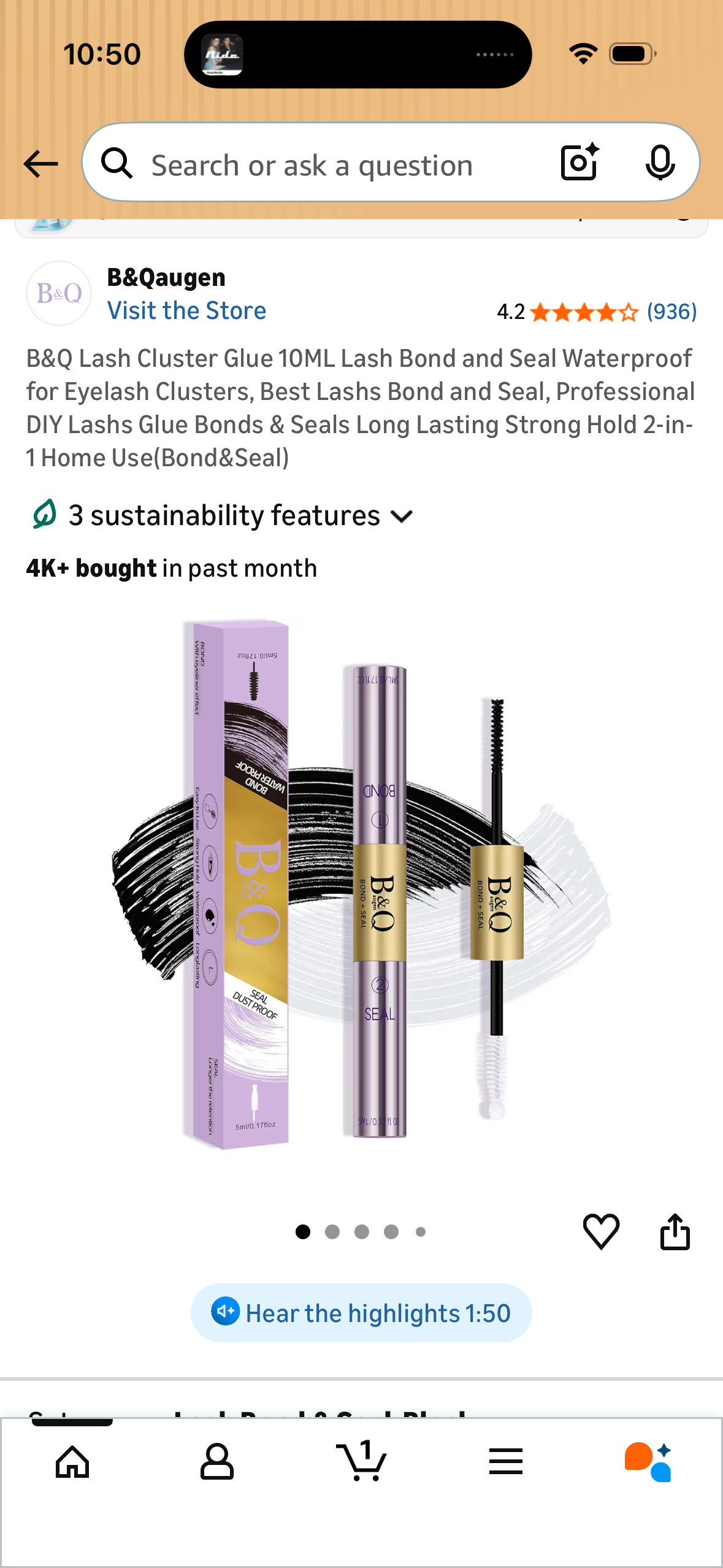 B&Q Lash Cluster Glue 10ML Lash Bond and Seal Waterproof for Eyelash Clusters, Best Lashs Bond and Seal, Professional DIY Lashs Glue Bonds & Seals Long Lasting Strong Hold 2-in-1 Home Use(Bond&Seal)