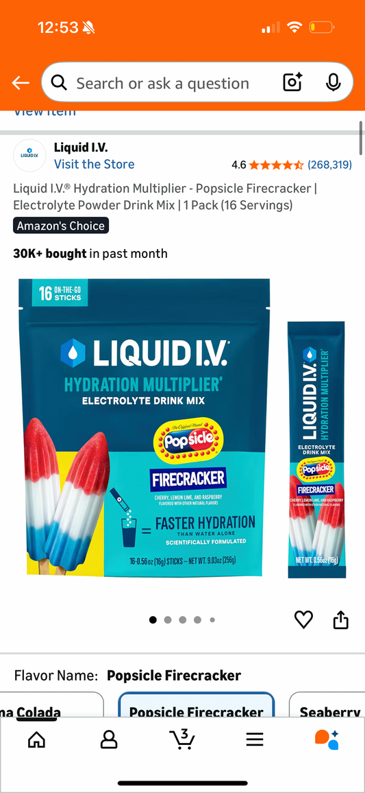 Liquid I.V.® Hydration Multiplier - Popsicle Firecracker | Electrolyte Powder Drink Mix | 1 Pack (16 Servings)