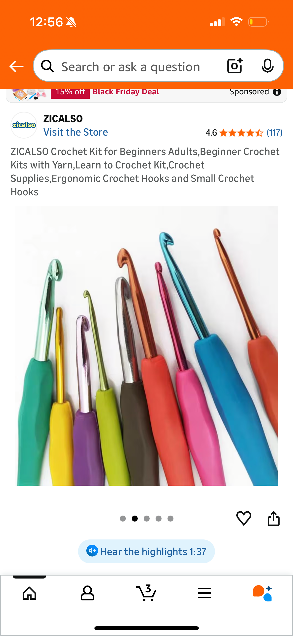 ZICALSO Crochet Kit for Beginners Adults,Beginner Crochet Kits with Yarn,Learn to Crochet Kit,Crochet Supplies,Ergonomic Crochet Hooks and Small Crochet Hooks