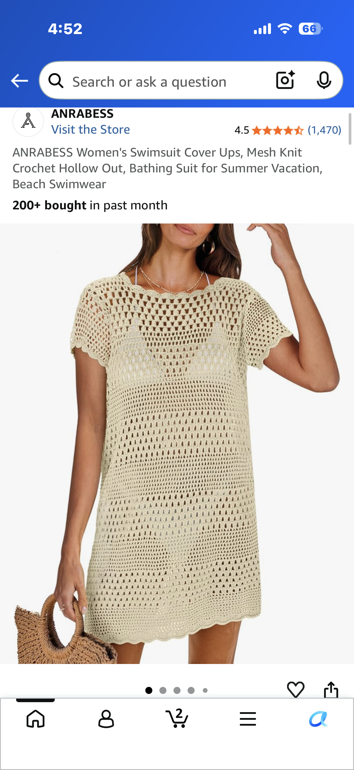ANRABESS Women's Swimsuit Cover Ups, Mesh Knit Crochet Hollow Out, Bathing Suit for Summer Vacation, Beach Swimwear