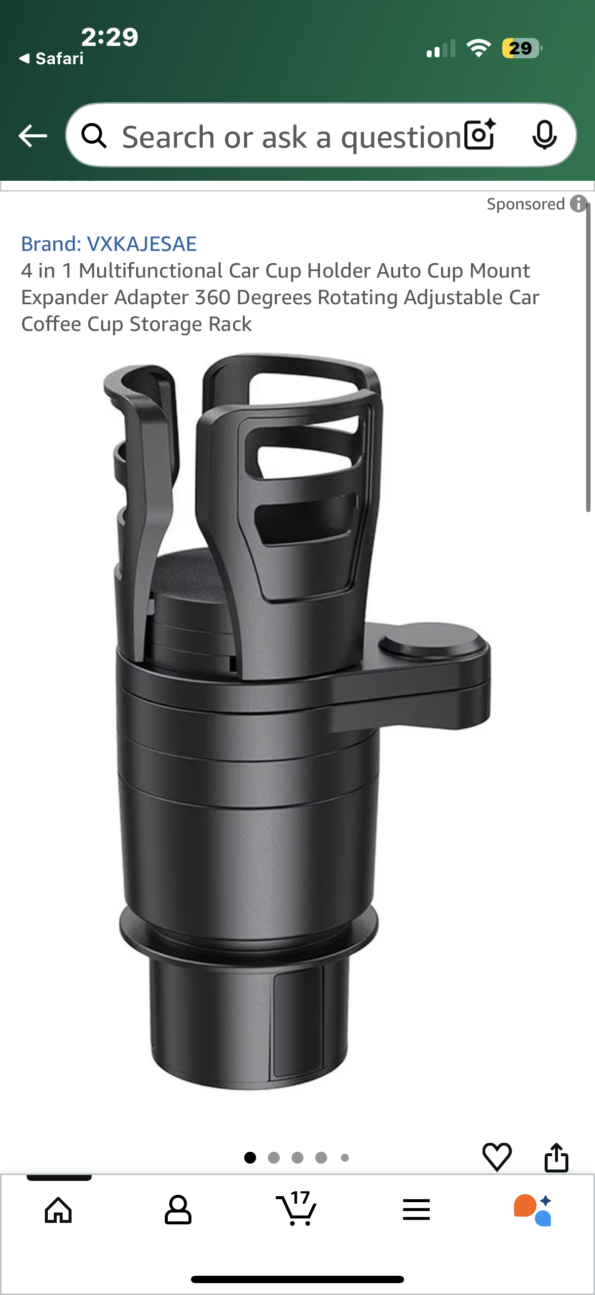 4 in 1 Multifunctional Car Cup Holder Auto Cup Mount Expander Adapter 360 Degrees Rotating Adjustable Car Coffee Cup Storage Rack