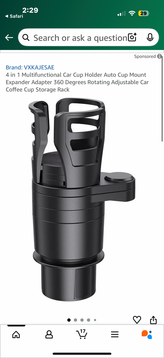 4 in 1 Multifunctional Car Cup Holder Auto Cup Mount Expander Adapter 360 Degrees Rotating Adjustable Car Coffee Cup Storage Rack