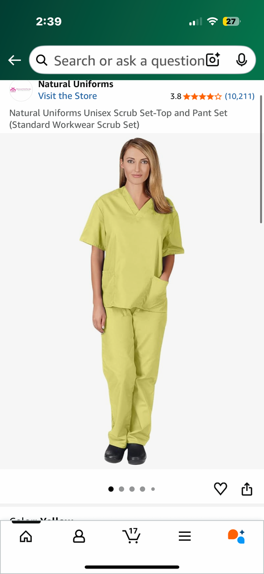 Natural Uniforms Unisex Scrub Set-Top and Pant Set (Standard Workwear Scrub Set (Size XL)