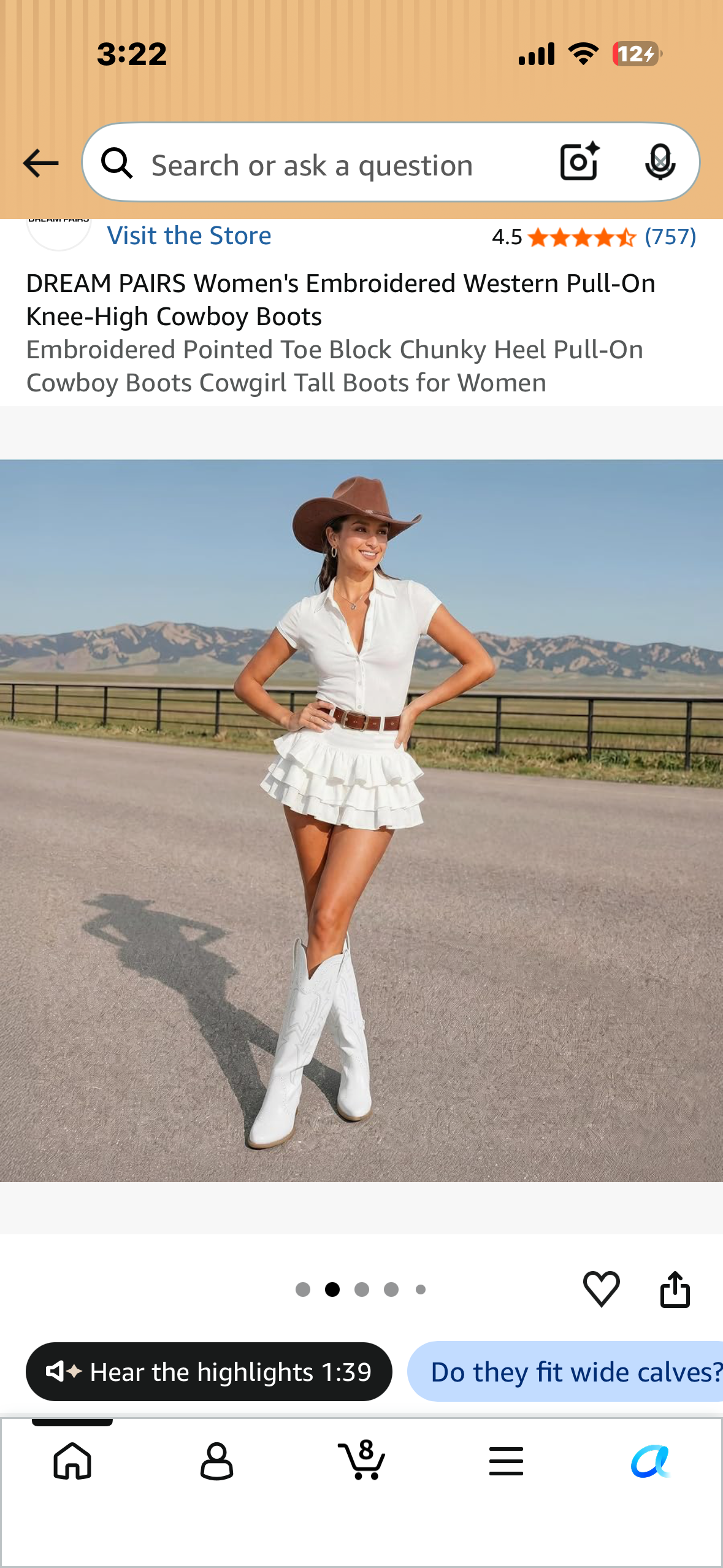 Women's Embroidered Western Pull-On Knee-High Cowboy Boots, Embroidered Pointed Toe Block Chunky Heel Pull-On Cowboy Boots (Women’s 7)