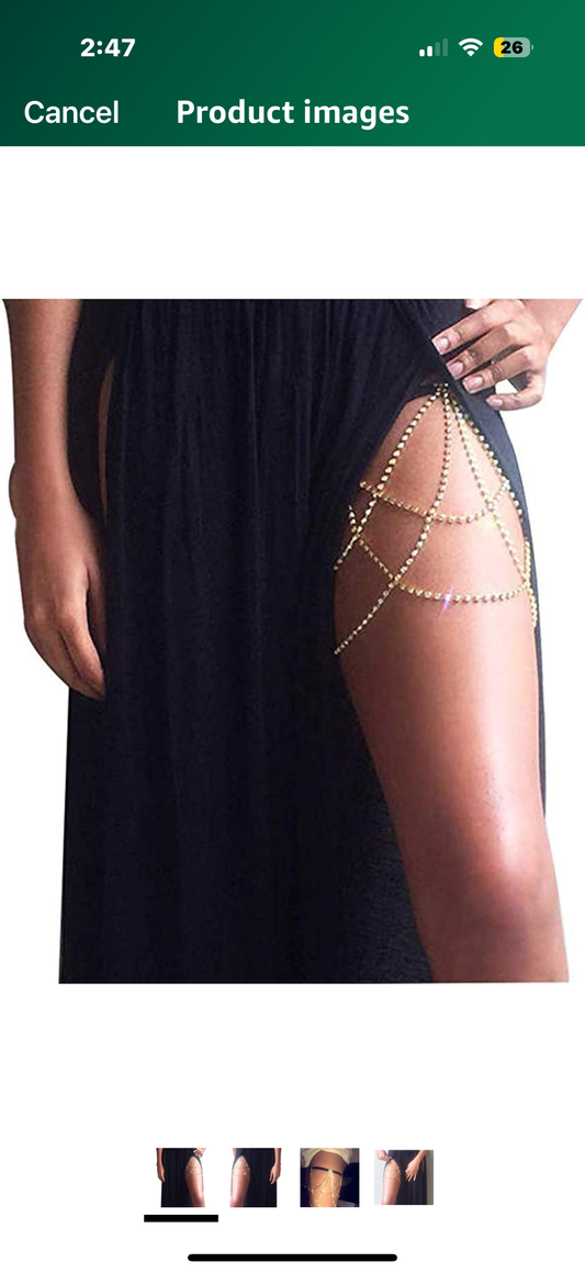 Asooll Crystal Leg Chain Rhinestone Thigh Chain Glitter Leg Body Jewerly Fashion Bikini Beach Rave Party Body Accessories Jewelry for Women and Girls