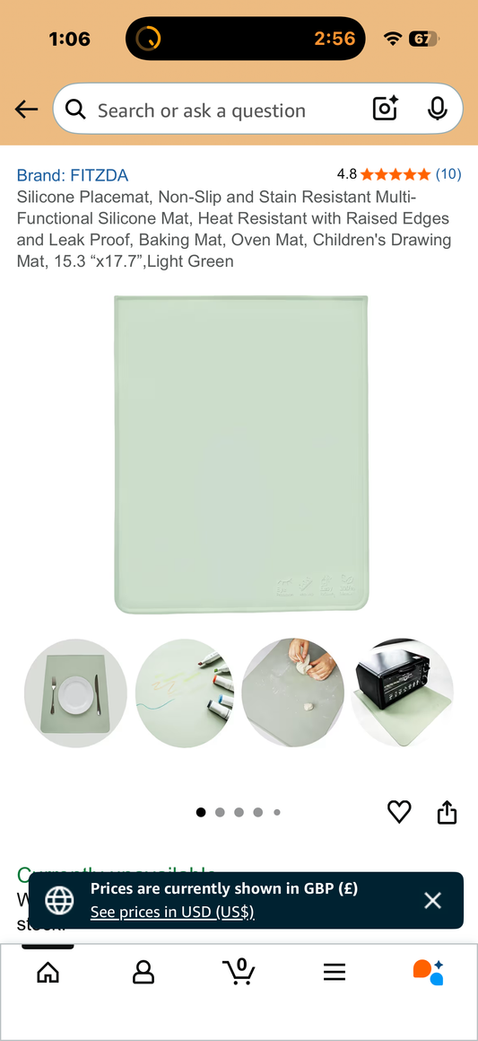 Silicone Placemat, Non-Slip and Stain Resistant Multi-Functional Silicone Mat, Heat Resistant with Raised Edges and Leak Proof, Baking Mat, Oven Mat, Children's Drawing Mat, 15.3 “x17.7”,Light Green