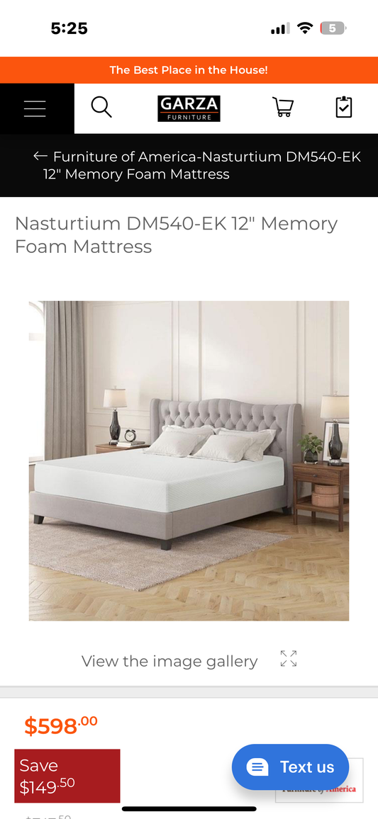 Nasturtium DM540-EK 12" King Size Memory Foam Mattress, 12”