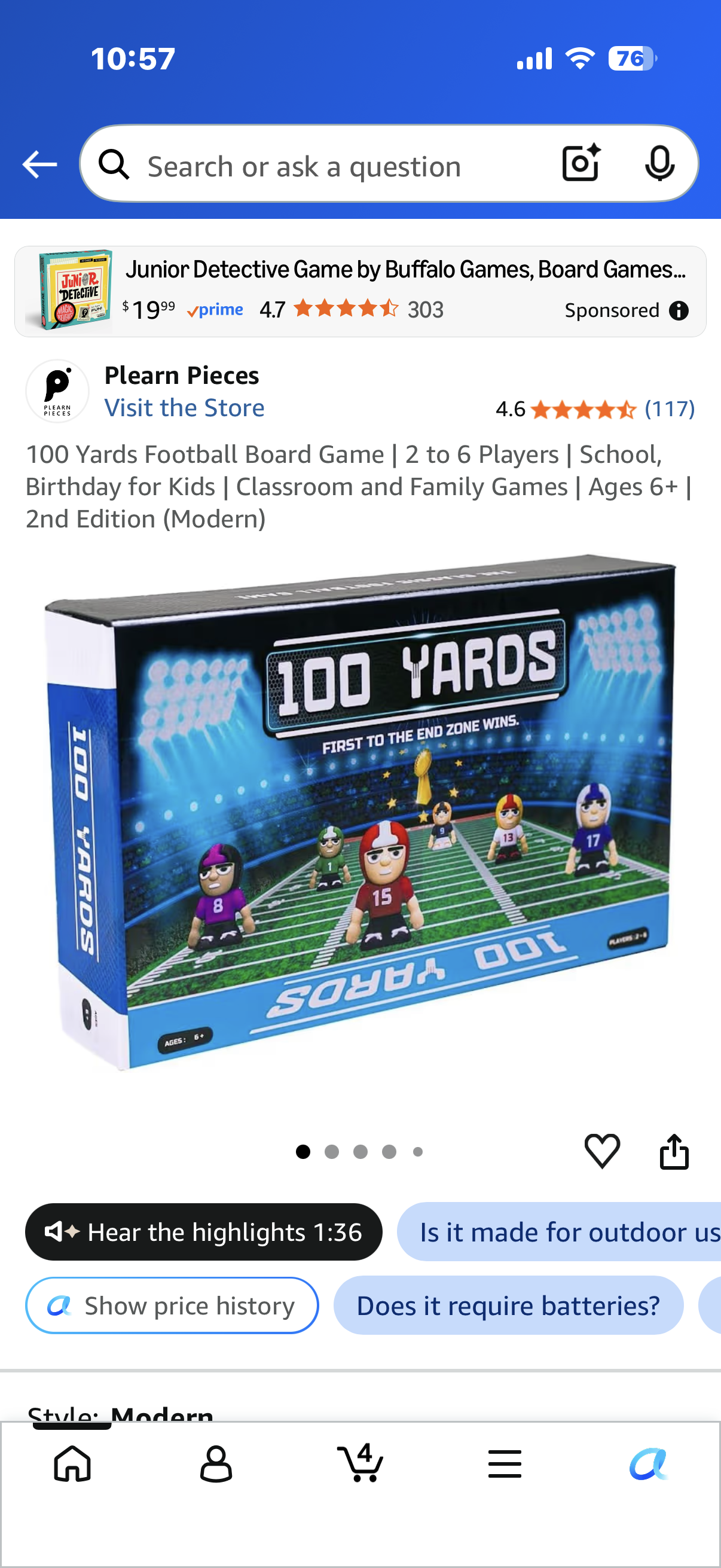 100  Yards Football Board Game | 2 to 6 Players | School, Birthday for Kids | Classroom and Family Games | Ages 6+ | 2nd Edition (Modern)