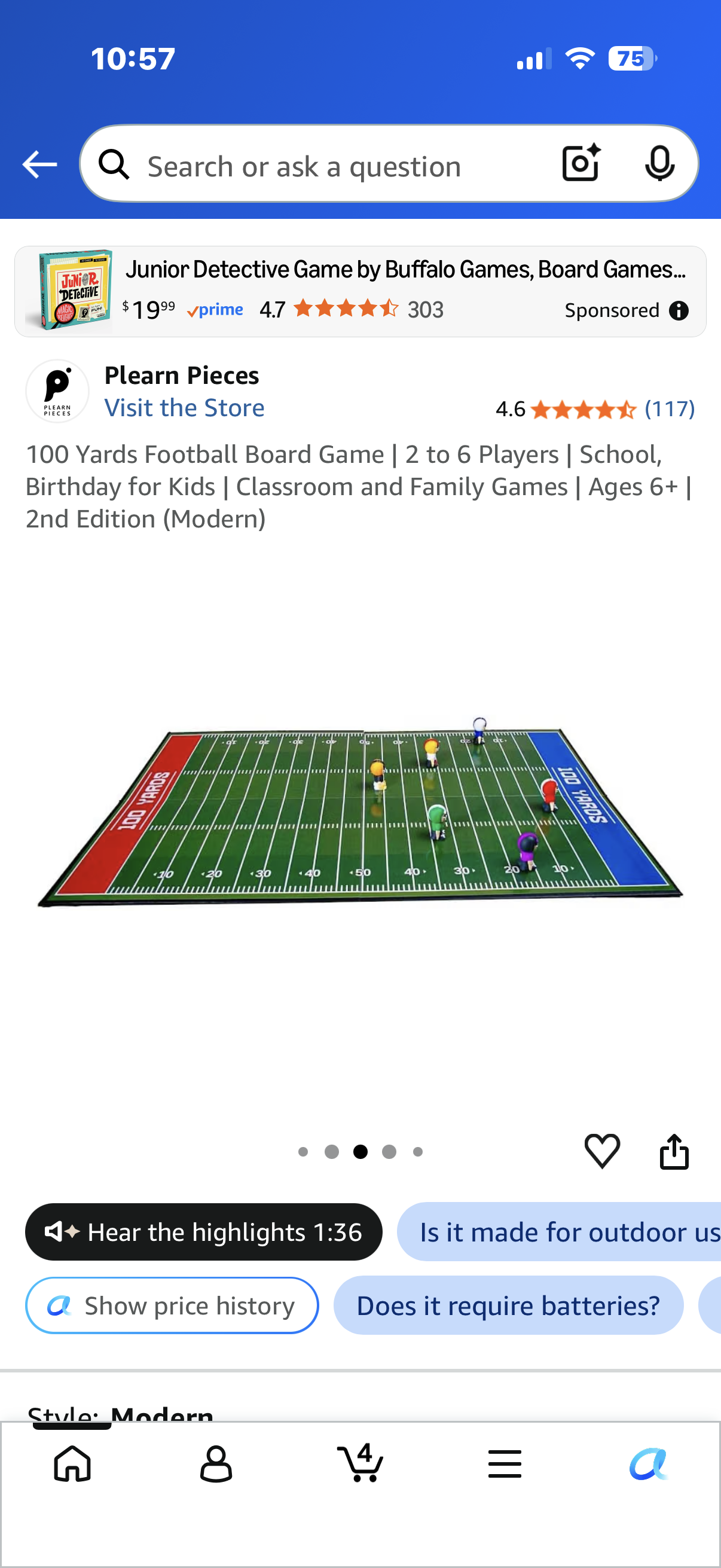 100  Yards Football Board Game | 2 to 6 Players | School, Birthday for Kids | Classroom and Family Games | Ages 6+ | 2nd Edition (Modern)