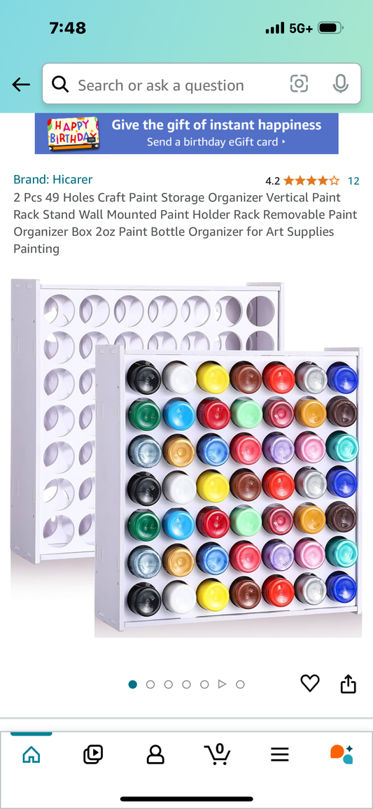 2 Pcs 49 Holes Craft Paint Storage Organizer Vertical Paint Rack Stand Wall Mounted Paint Holder Rack Removable Paint Organizer Box 2oz Paint Bottle Organizer for Art Supplies Painting