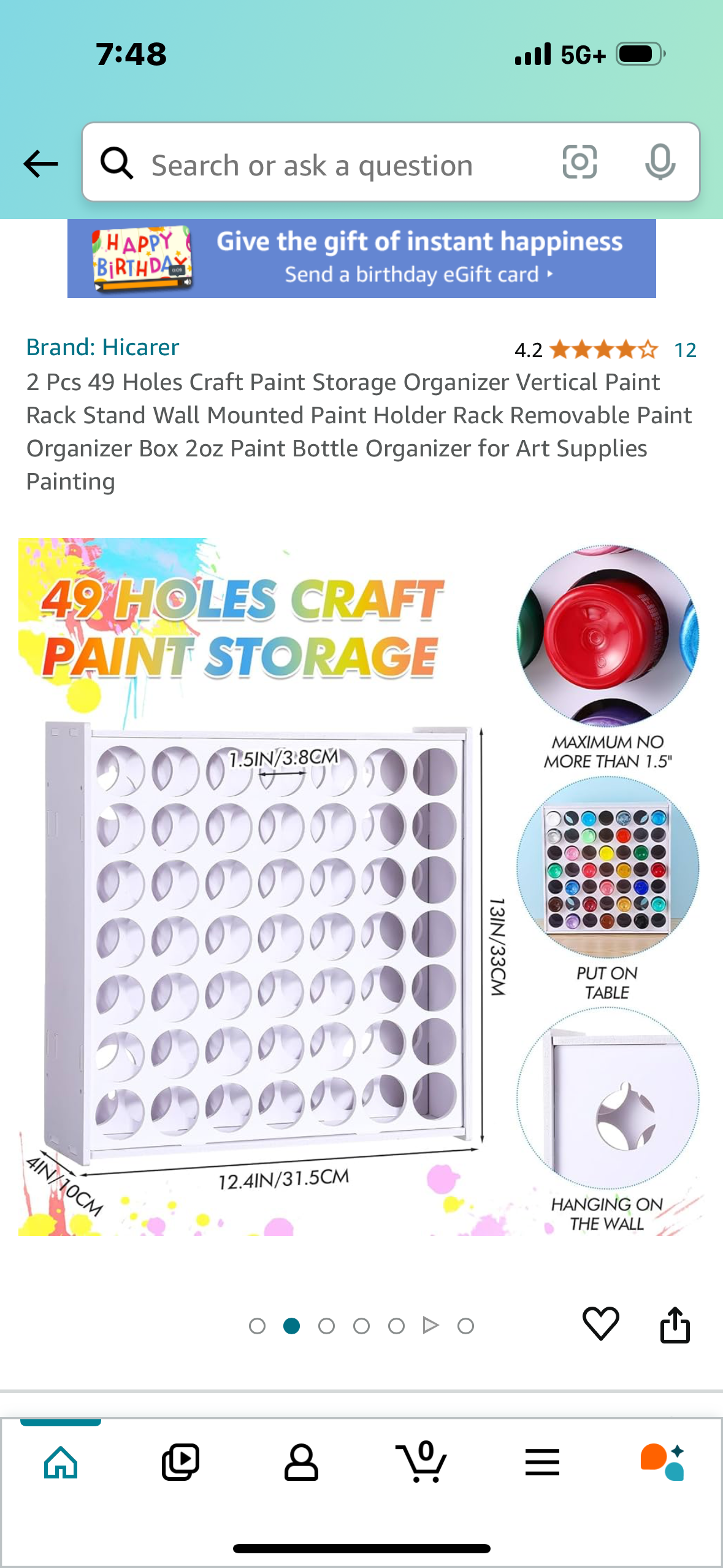 2 Pcs 49 Holes Craft Paint Storage Organizer Vertical Paint Rack Stand Wall Mounted Paint Holder Rack Removable Paint Organizer Box 2oz Paint Bottle Organizer for Art Supplies Painting