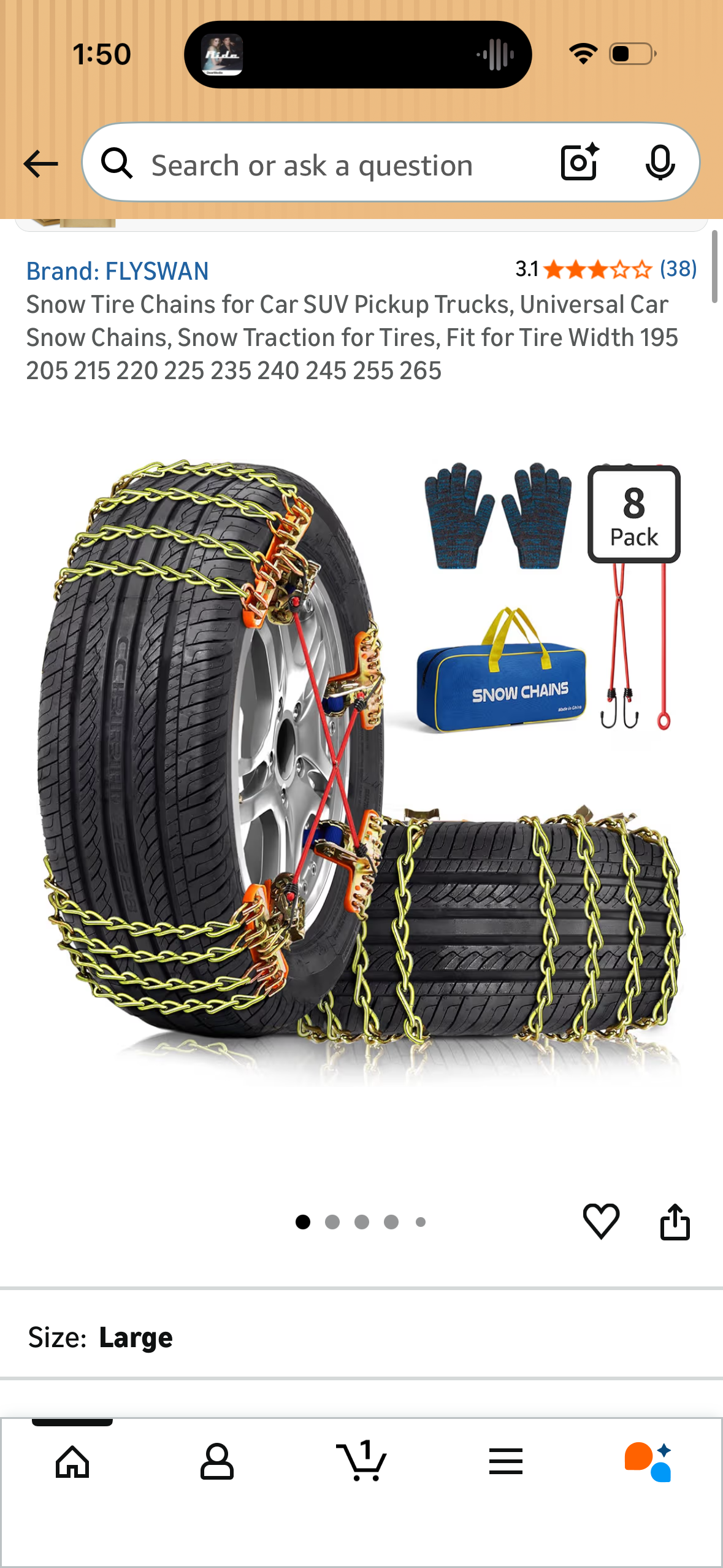 Snow Tire Chains for Car SUV Pickup Trucks, Universal Car Snow Chains, Snow Traction for Tires, Fit for Tire Width 195 205 215 220 225 235 240 245 255 265