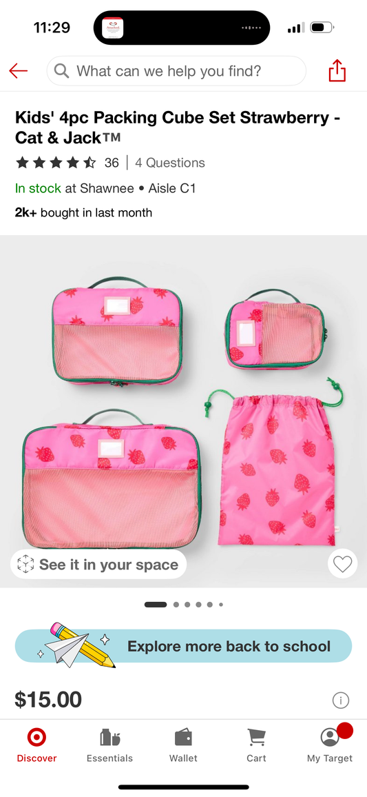 Kids' 4pc Packing Cube Set Strawberry - Cat & JackT™