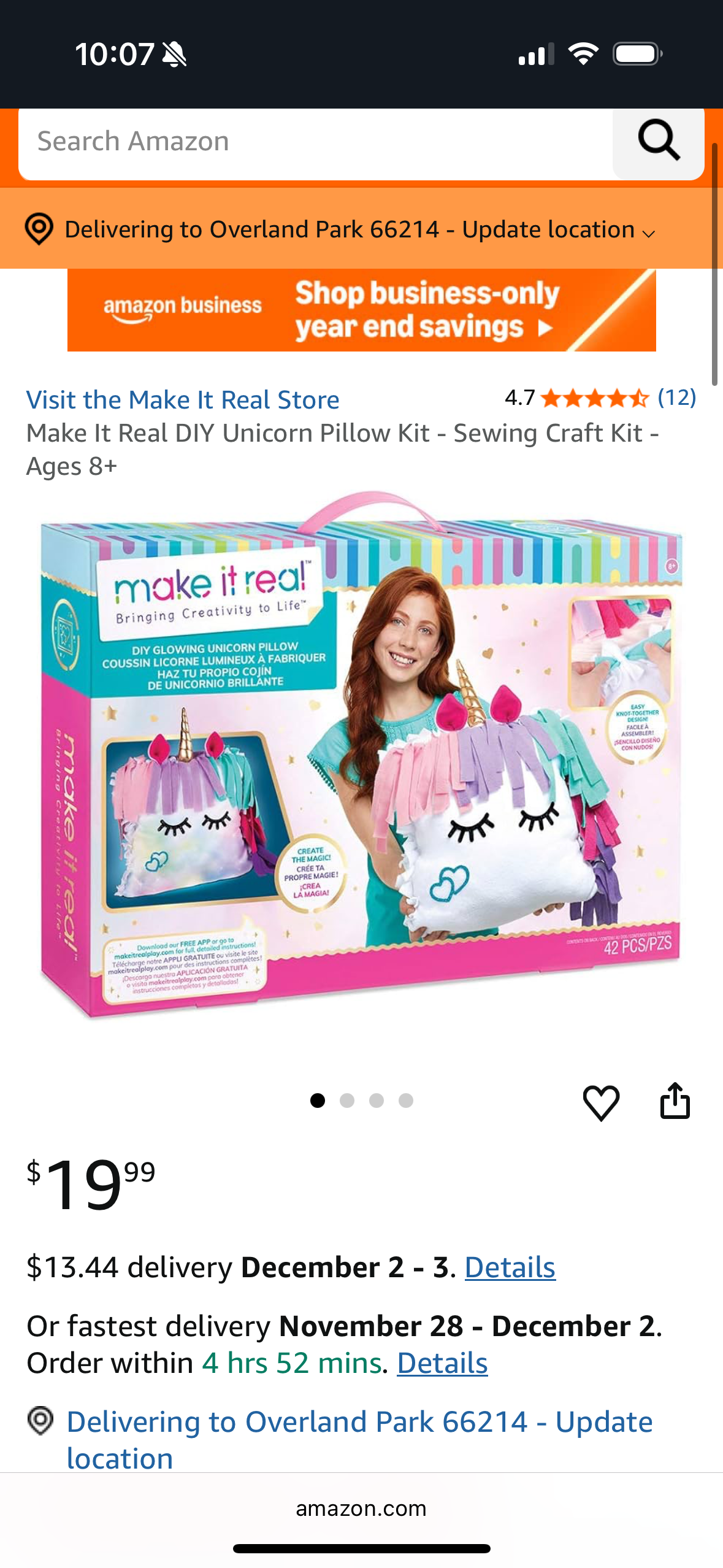 Make It Real DIY Unicorn Pillow Kit - Sewing Craft Kit - Ages 8+