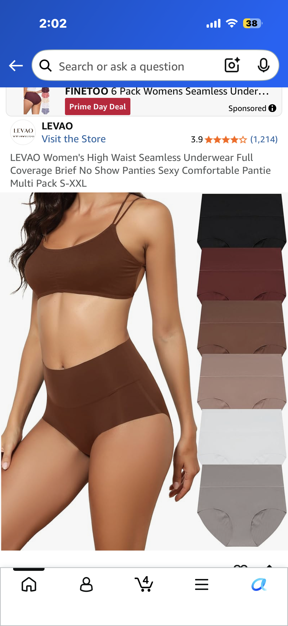 LEVAO Women's High Waist Seamless Underwear Full Coverage Brief No Show Panties Sexy Comfortable Pantie Multi Pack (Size XXL)