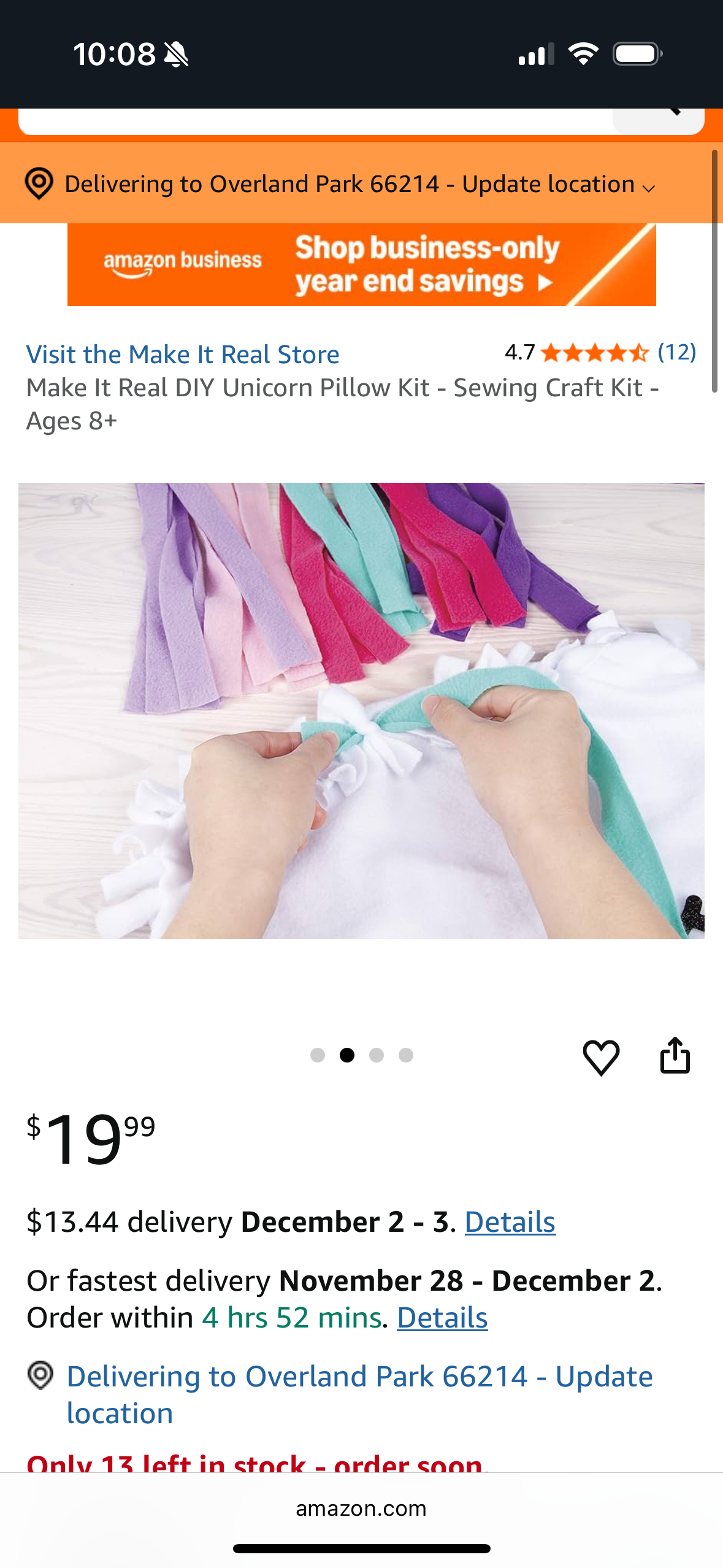 Make It Real DIY Unicorn Pillow Kit - Sewing Craft Kit - Ages 8+