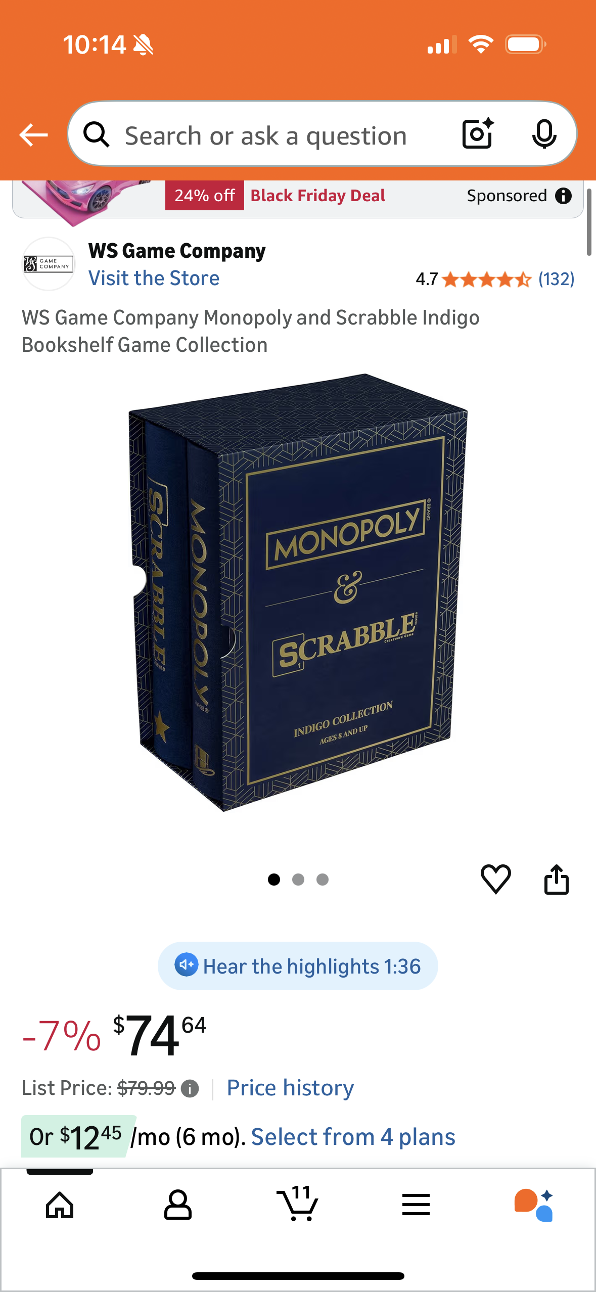 Game Company Monopoly and Scrabble Indigo Bookshelf Game Collection