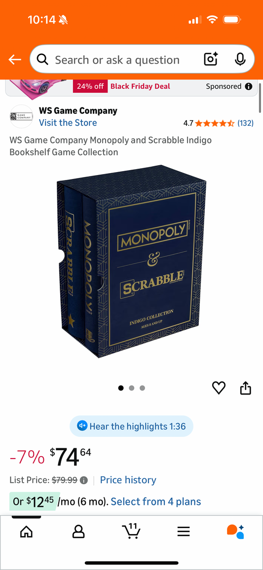 Game Company Monopoly and Scrabble Indigo Bookshelf Game Collection