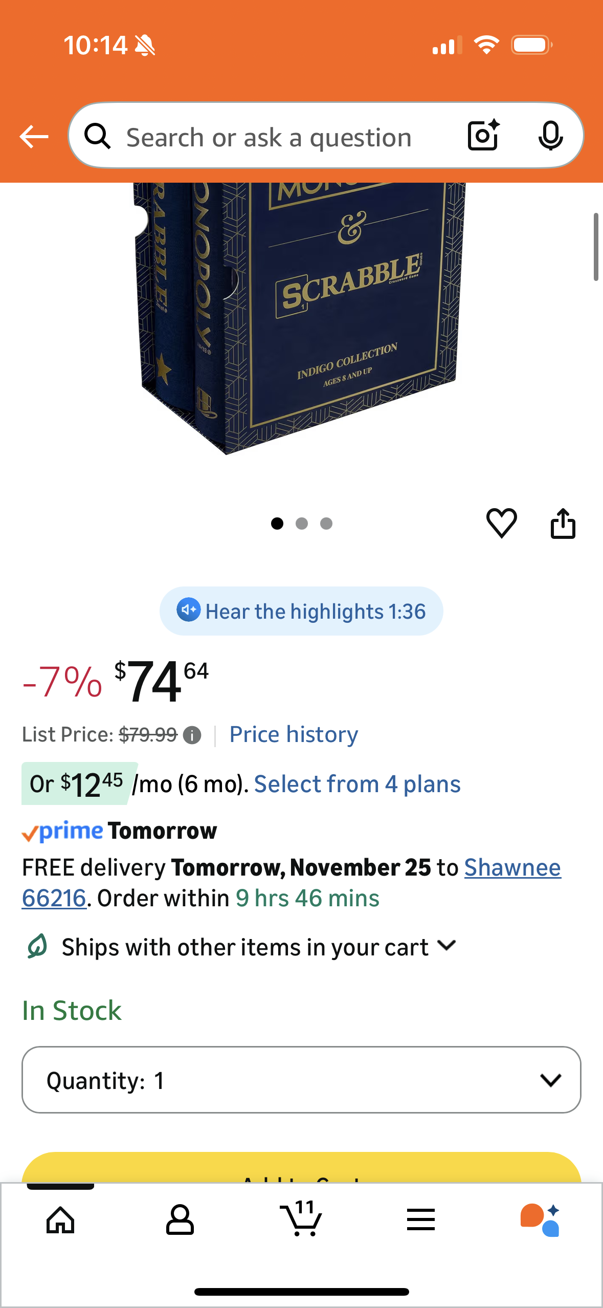 Game Company Monopoly and Scrabble Indigo Bookshelf Game Collection