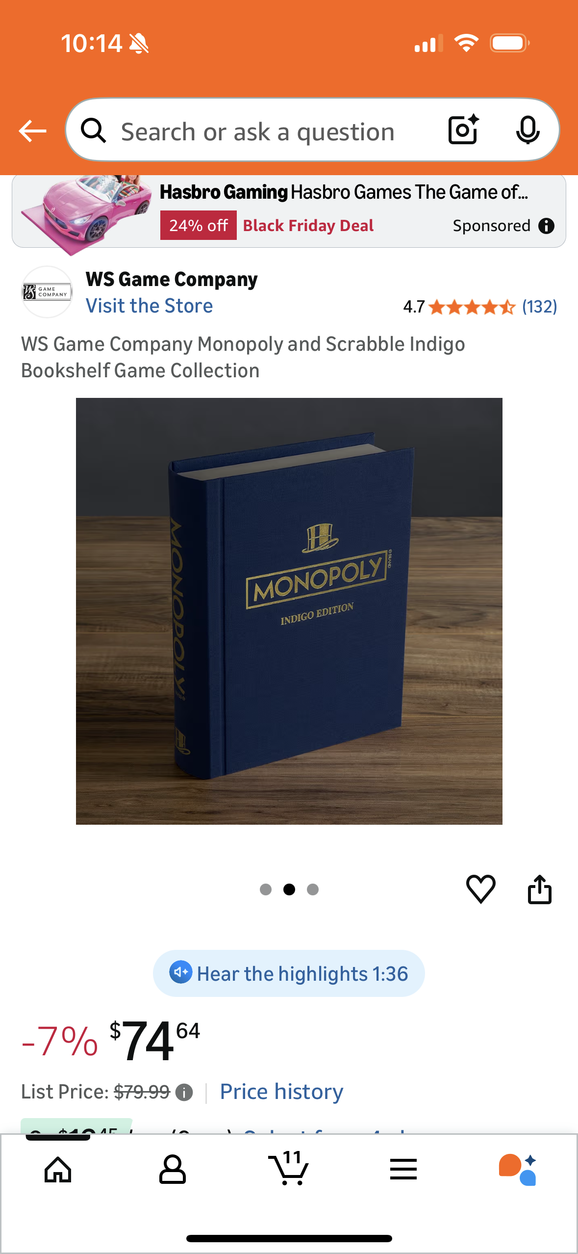 Game Company Monopoly and Scrabble Indigo Bookshelf Game Collection