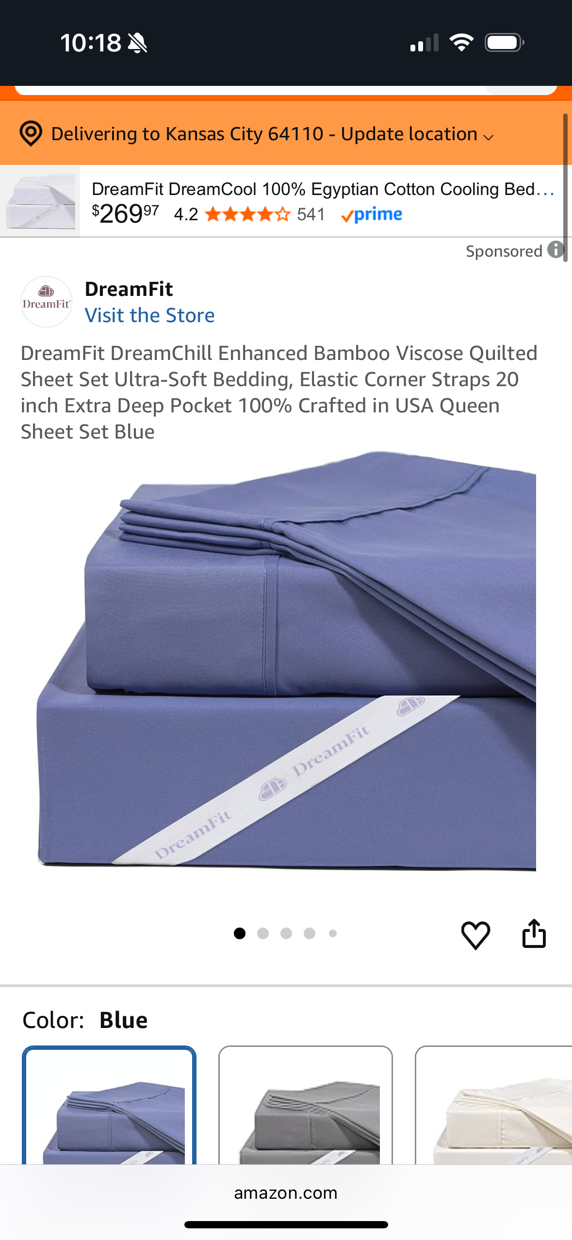 Dreamchill Enhanced Bamboo Blue Queen Sheet Set