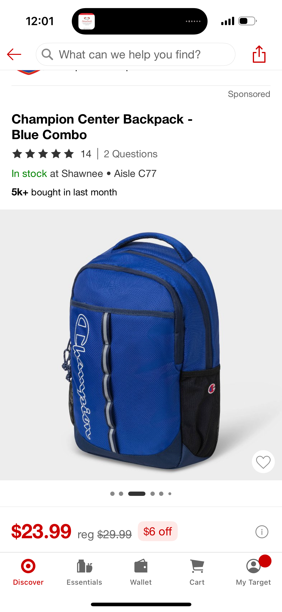 Champion Center Backpack - Blue Combo