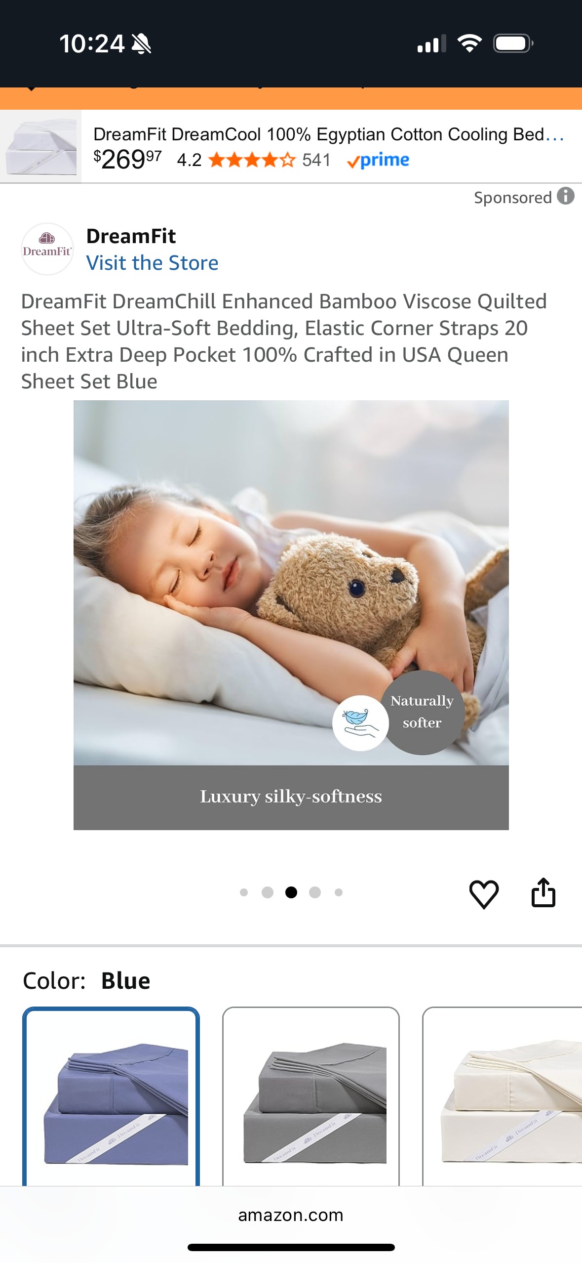 Dreamchill Enhanced Bamboo Blue Queen Sheet Set