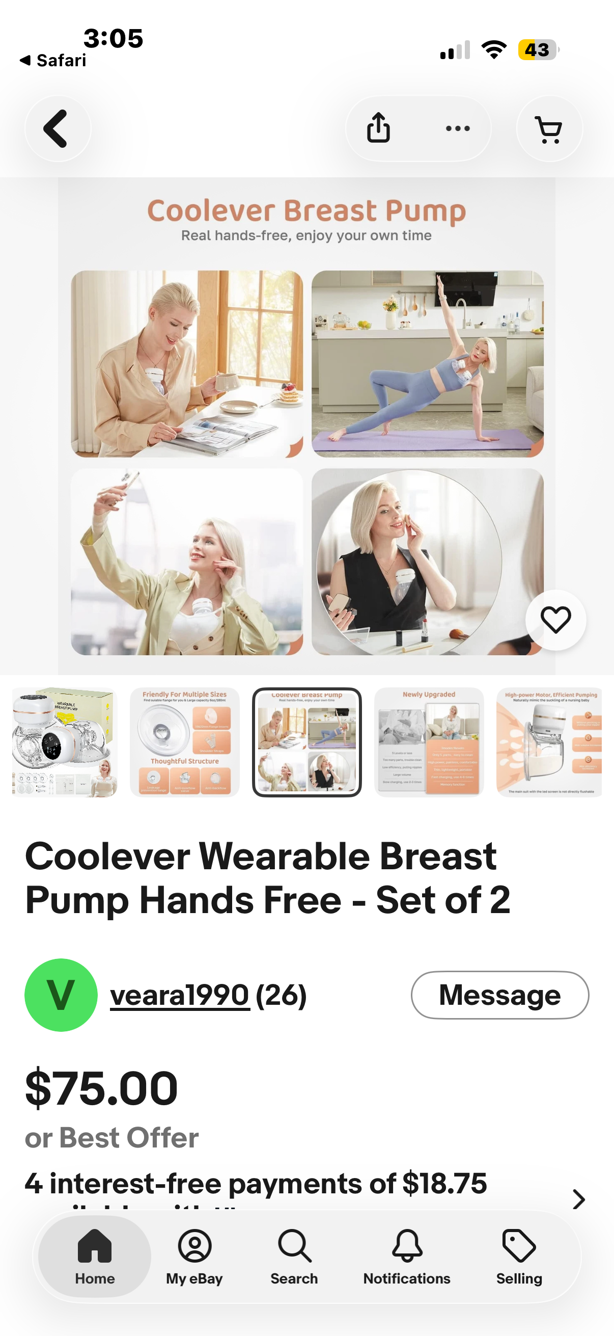 Coolever Wearable Breast Pump Hands Free