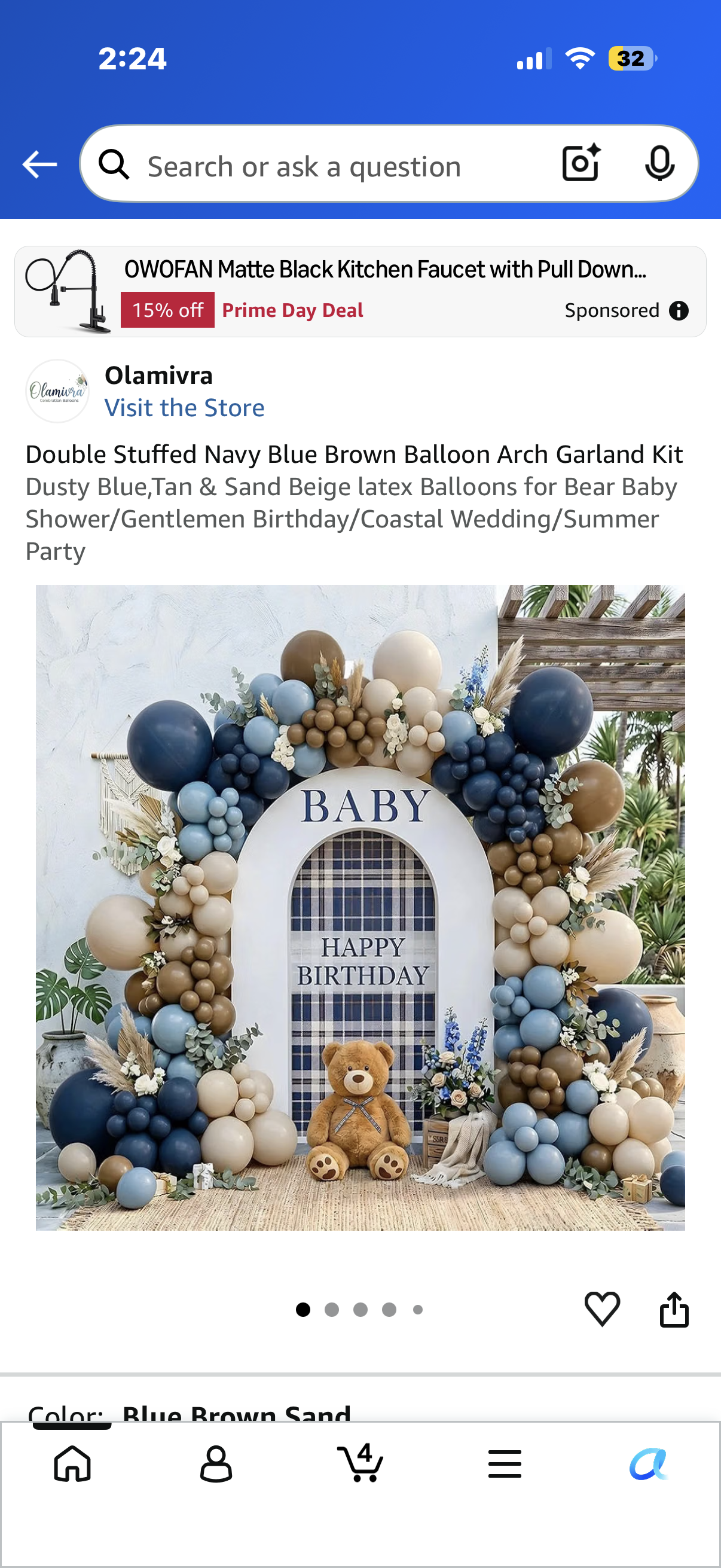 Double Stuffed Navy Blue Brown Balloon Arch Garland Kit Dusty Blue,Tan & Sand Beige latex Balloons for Bear Baby Shower/Gentlemen Birthday/Coastal Wedding/Summer Party