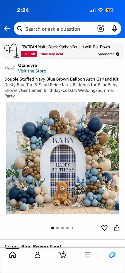 Double Stuffed Navy Blue Brown Balloon Arch Garland Kit Dusty Blue,Tan & Sand Beige latex Balloons for Bear Baby Shower/Gentlemen Birthday/Coastal Wedding/Summer Party