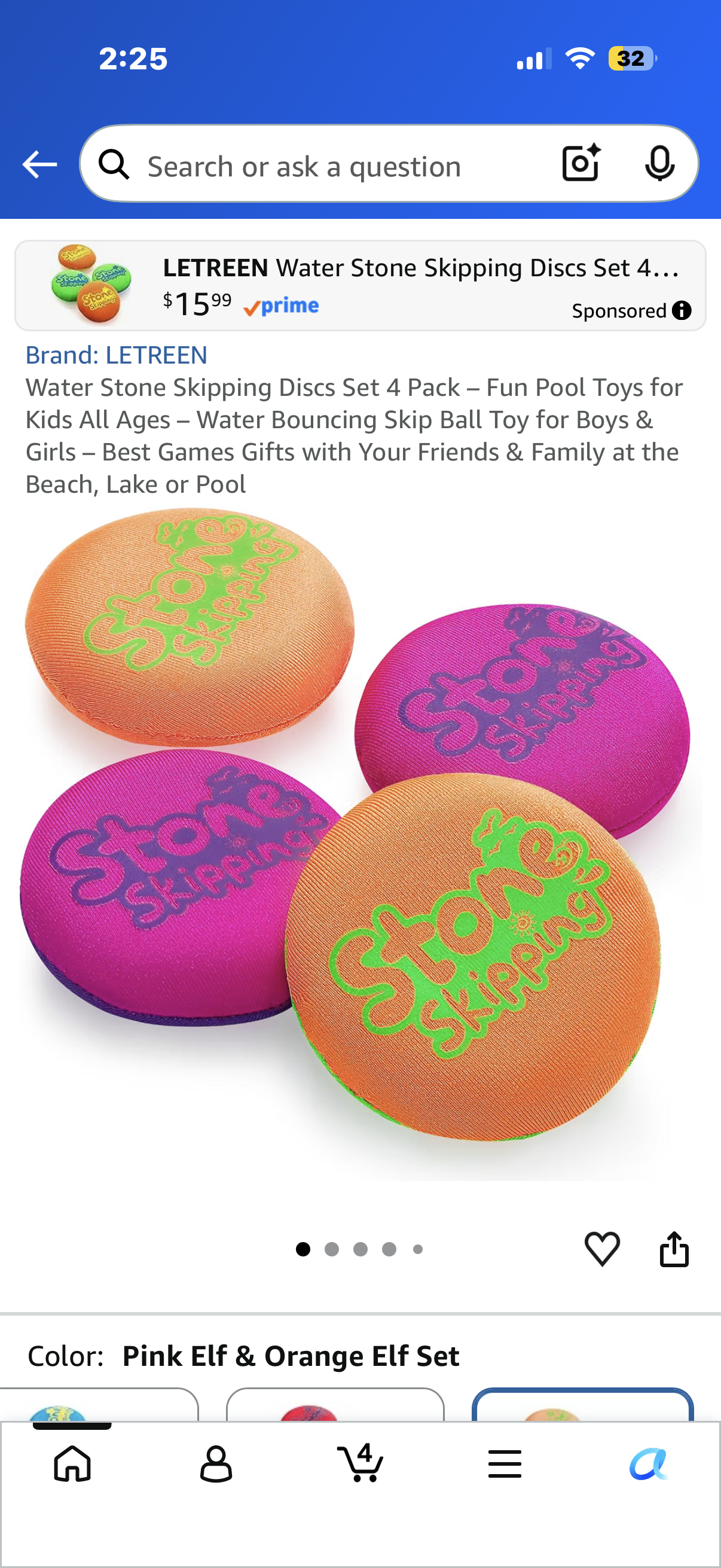 Water Stone Skipping Discs Set 4 Pack – Fun Pool Toys for Kids All Ages – Water Bouncing Skip Ball Toy for Boys & Girls – Best Games Gifts with Your Friends & Family at the Beach, Lake or Pool