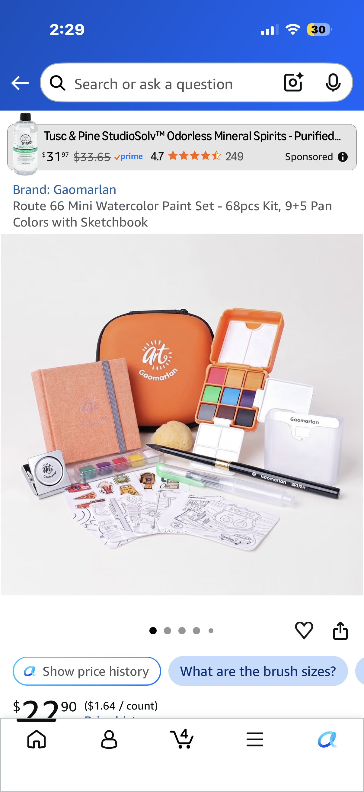 Route 66 Mini Watercolor Paint Set - 68pcs Kit, 9+5 Pan Colors with Sketchbook