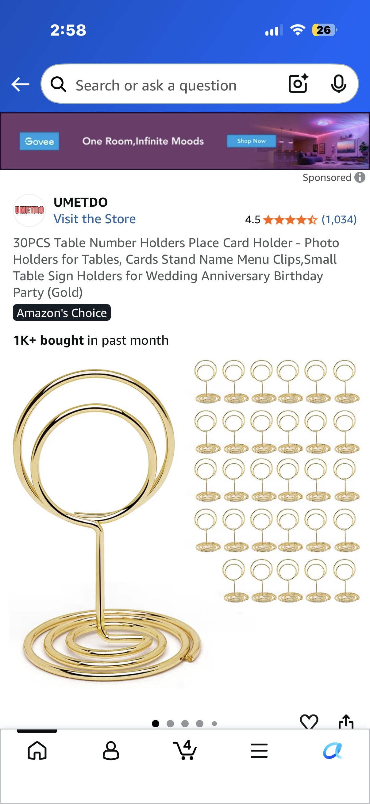 30PCS Table Number Holders Place Card Holder - Photo Holders for Tables, Cards Stand Name Menu Clips,Small Table Sign Holders for Wedding Anniversary Birthday Party (Gold