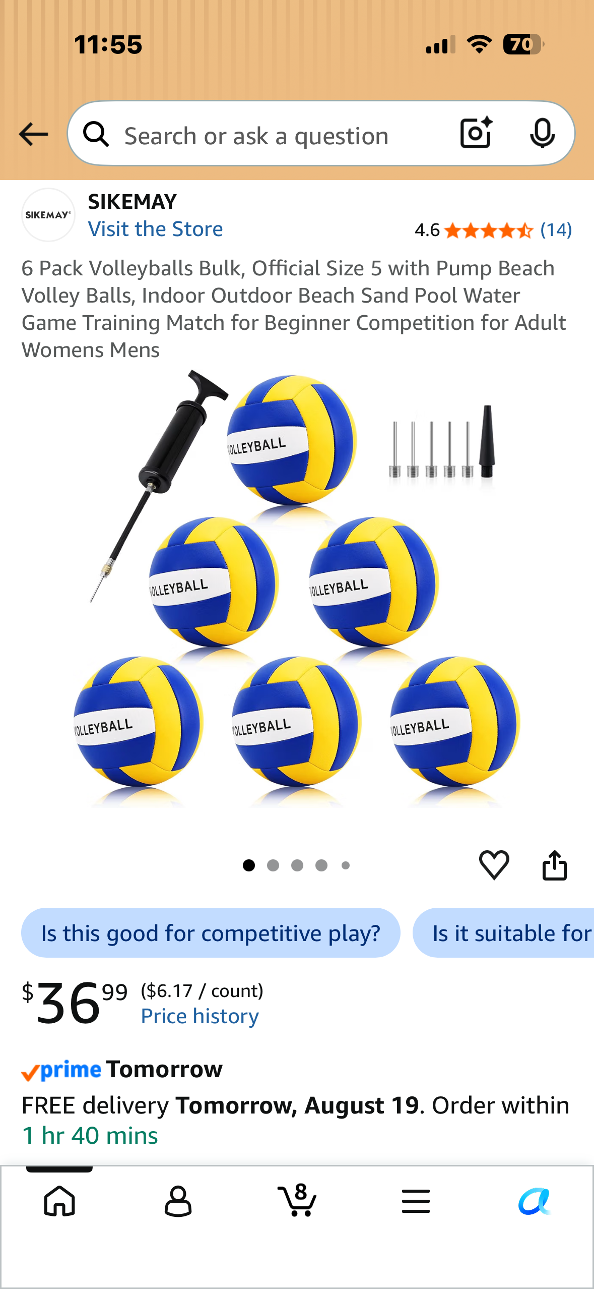 6 Pack of Volley Balls, Official Size 5 with Pump, Indoor, Outdoor Beach,Pool, Water Game Training Match for Beginner Competition for Adult Womens Mens