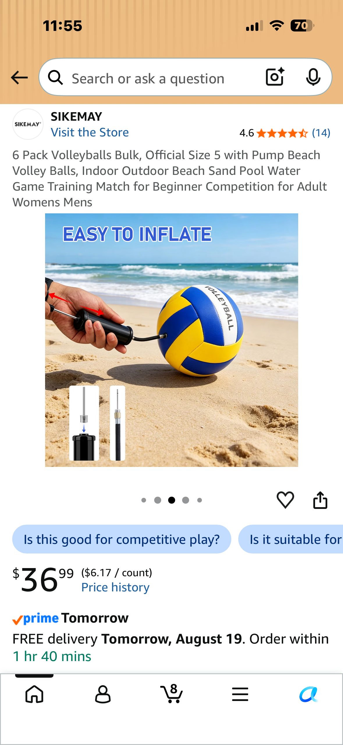 6 Pack of Volley Balls, Official Size 5 with Pump, Indoor, Outdoor Beach,Pool, Water Game Training Match for Beginner Competition for Adult Womens Mens