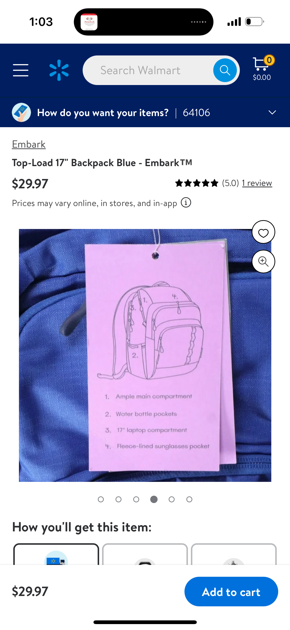 Top-Load 17" Backpack Blue - Embark™️