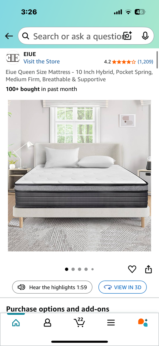 Queen Size Mattress , 10” (B1000)
