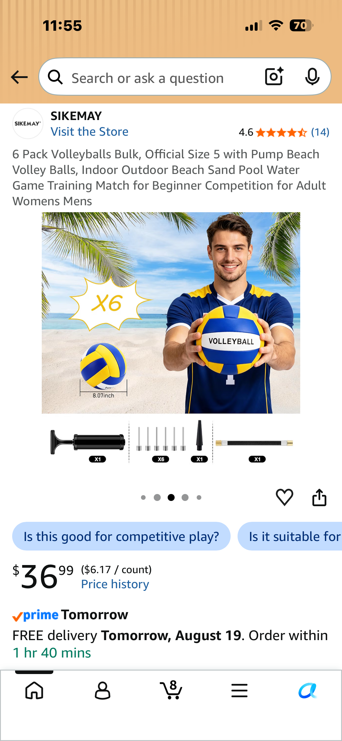 6 Pack of Volley Balls, Official Size 5 with Pump, Indoor, Outdoor Beach,Pool, Water Game Training Match for Beginner Competition for Adult Womens Mens