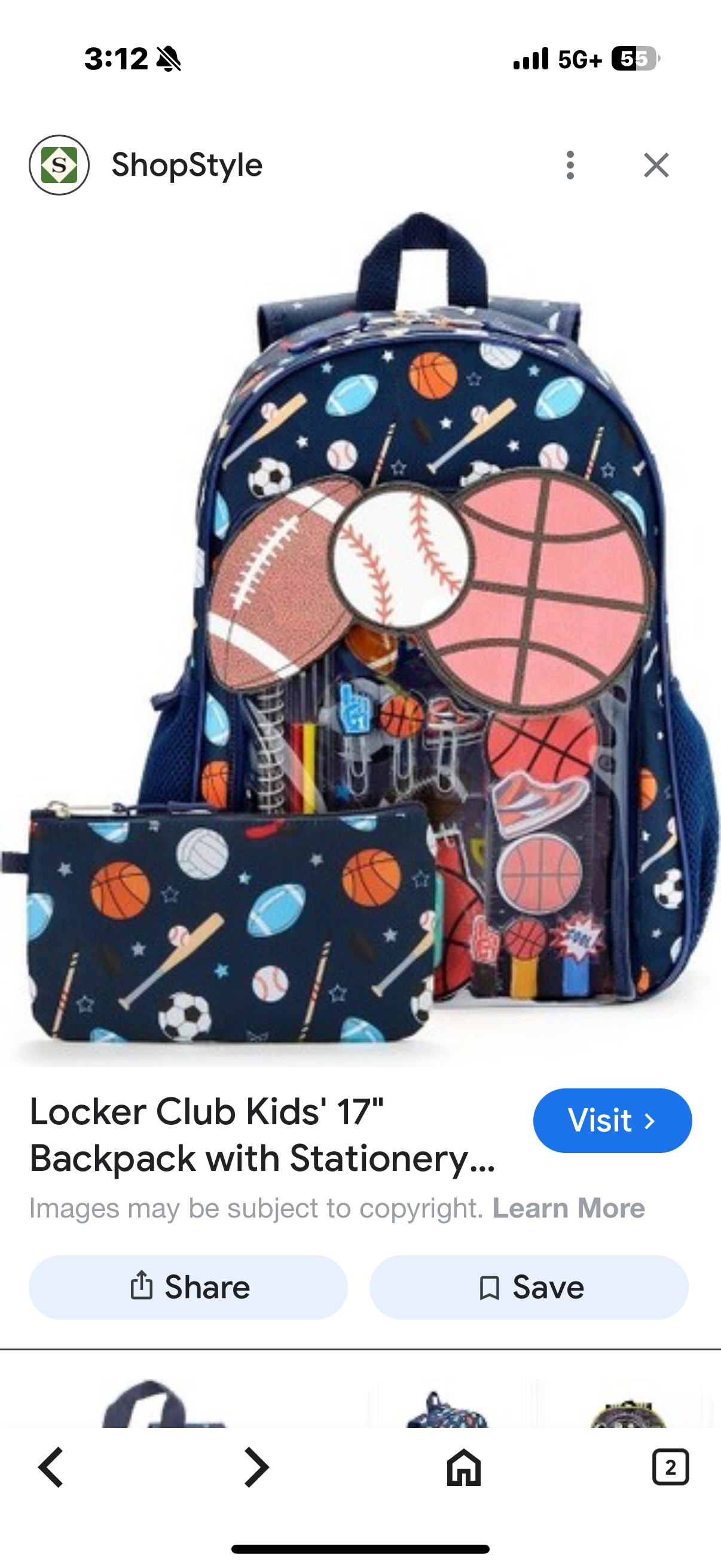 Locker Club Kids' 17" Backpack with Stationery Pencil Pouch - Sport