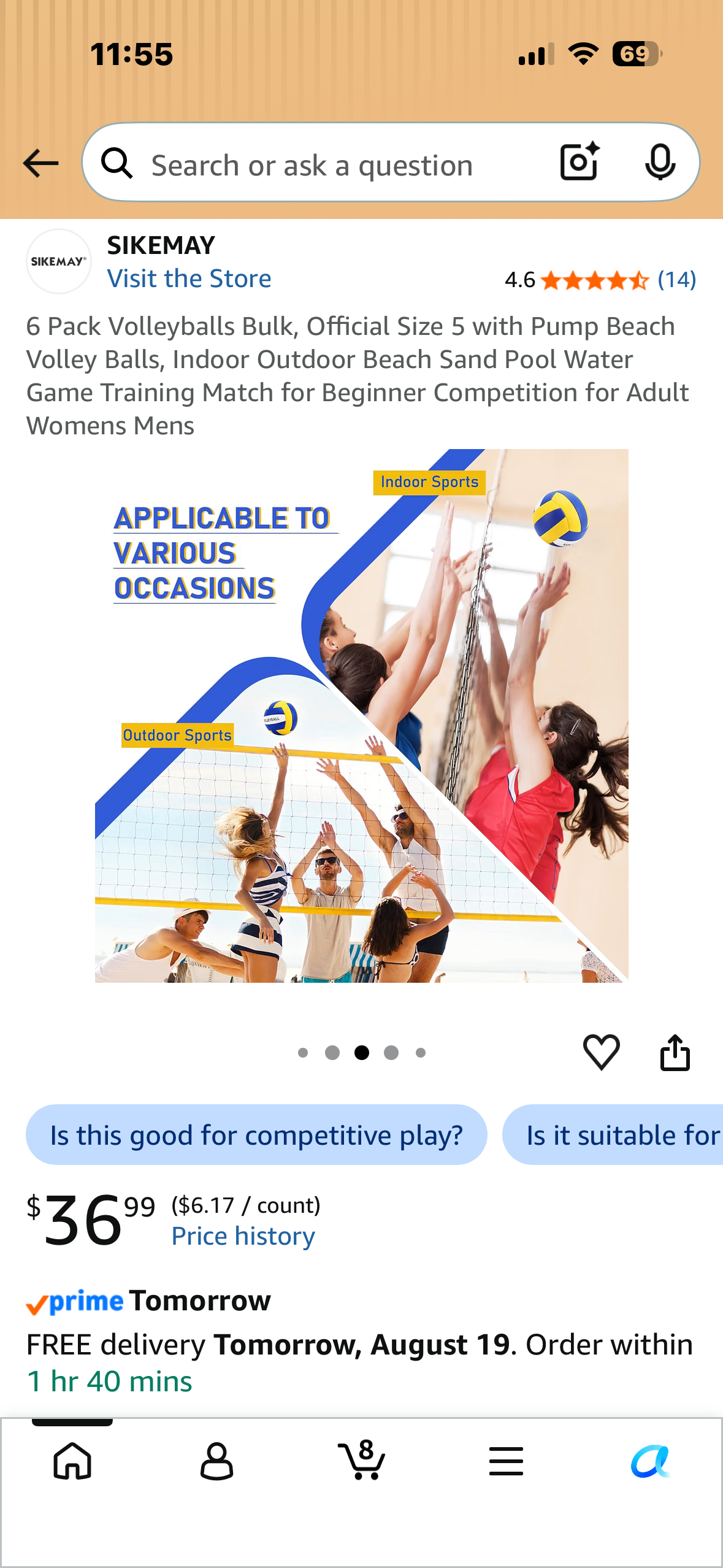 6 Pack of Volley Balls, Official Size 5 with Pump, Indoor, Outdoor Beach,Pool, Water Game Training Match for Beginner Competition for Adult Womens Mens