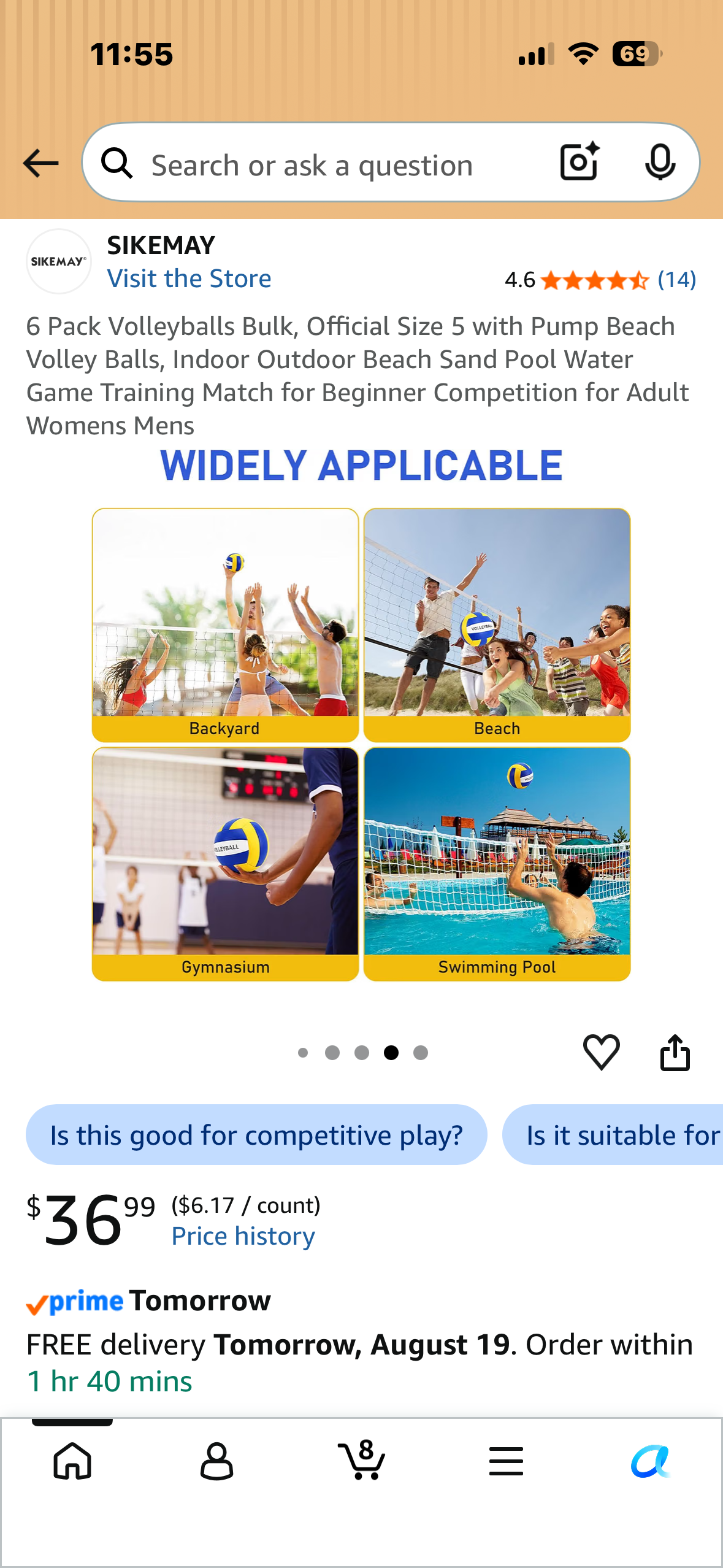 6 Pack of Volley Balls, Official Size 5 with Pump, Indoor, Outdoor Beach,Pool, Water Game Training Match for Beginner Competition for Adult Womens Mens