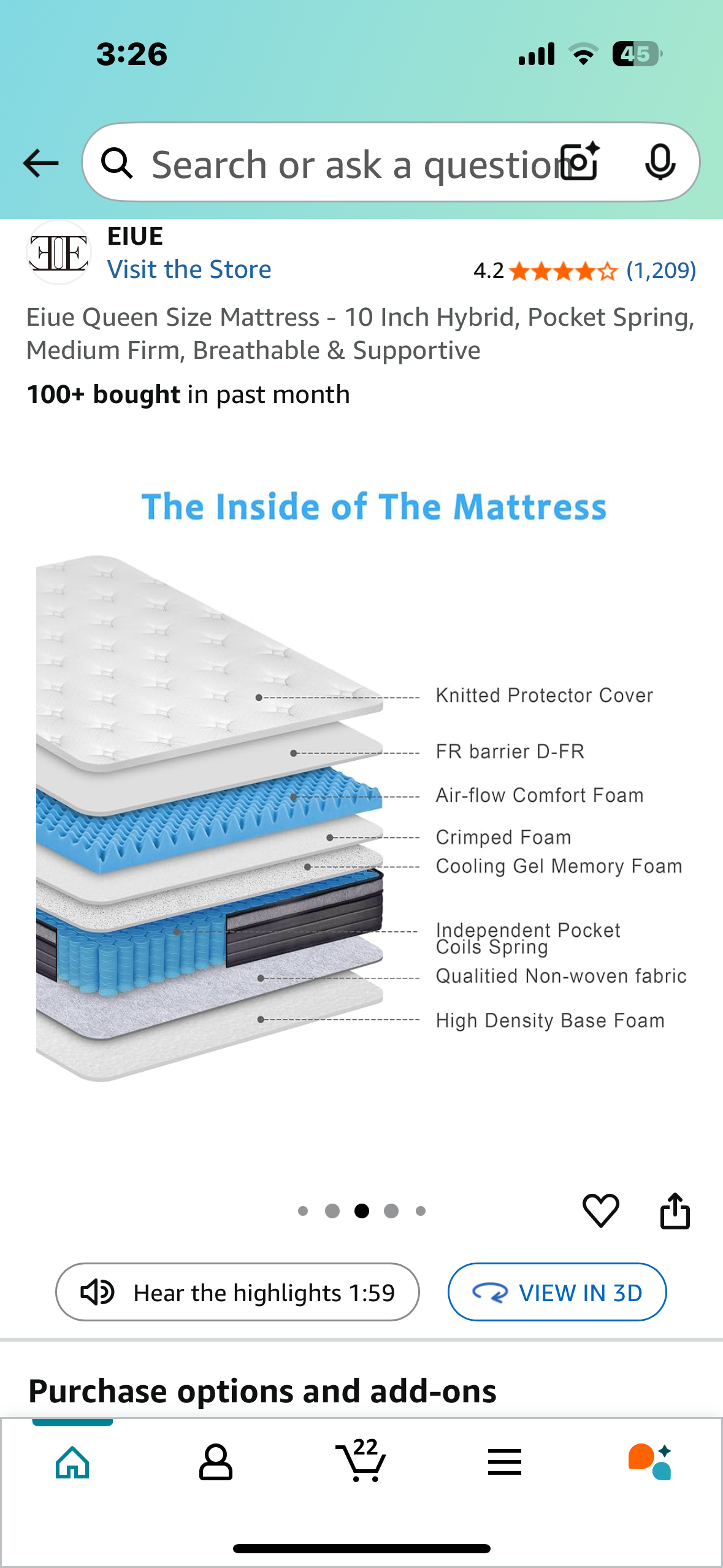 Queen Size Mattress , 10” (B1000)