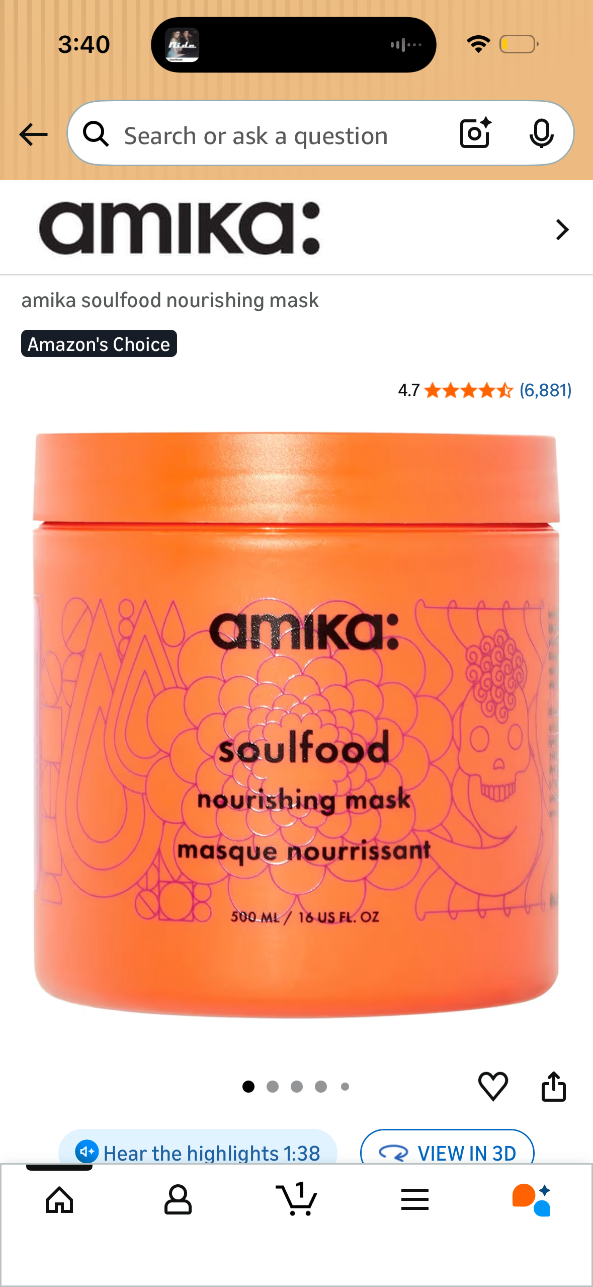 amika soulfood nourishing mask, 500ml