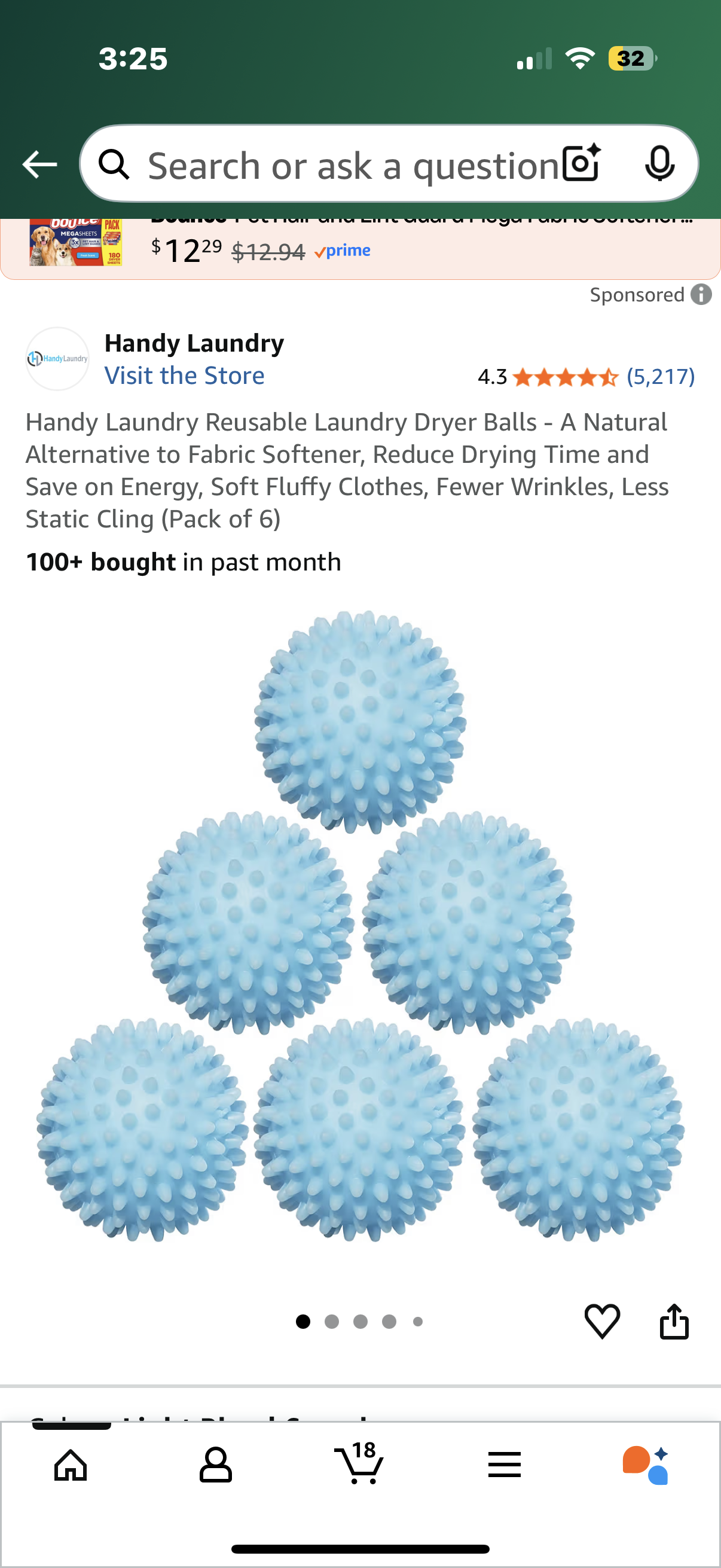 Handy Laundry Reusable Laundry Dryer Balls - A Natural Alternative to Fabric Softener, Reduce Drying Time and Save on Energy, Soft Fluffy Clothes, Fewer Wrinkles, Less Static Cling (Pack of 6