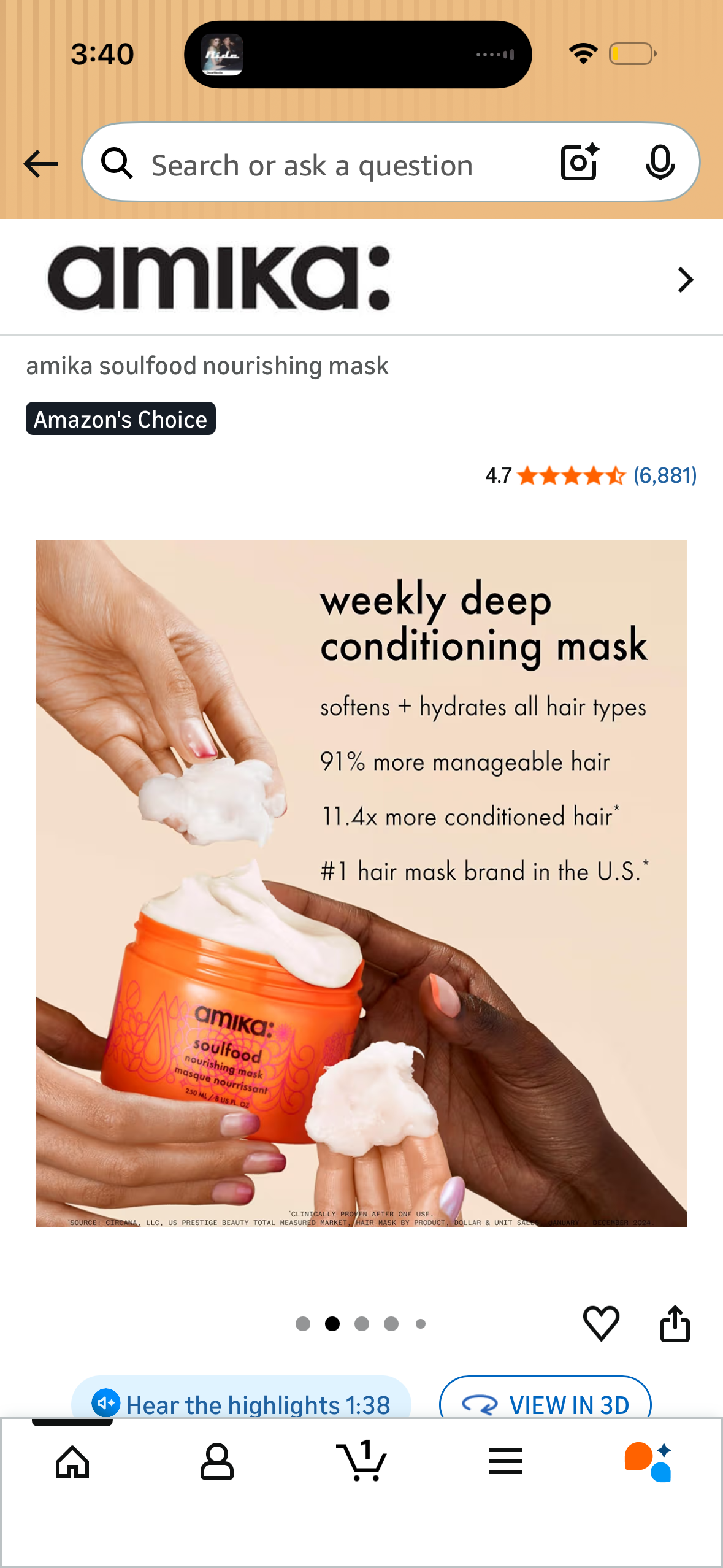 amika soulfood nourishing mask, 500ml