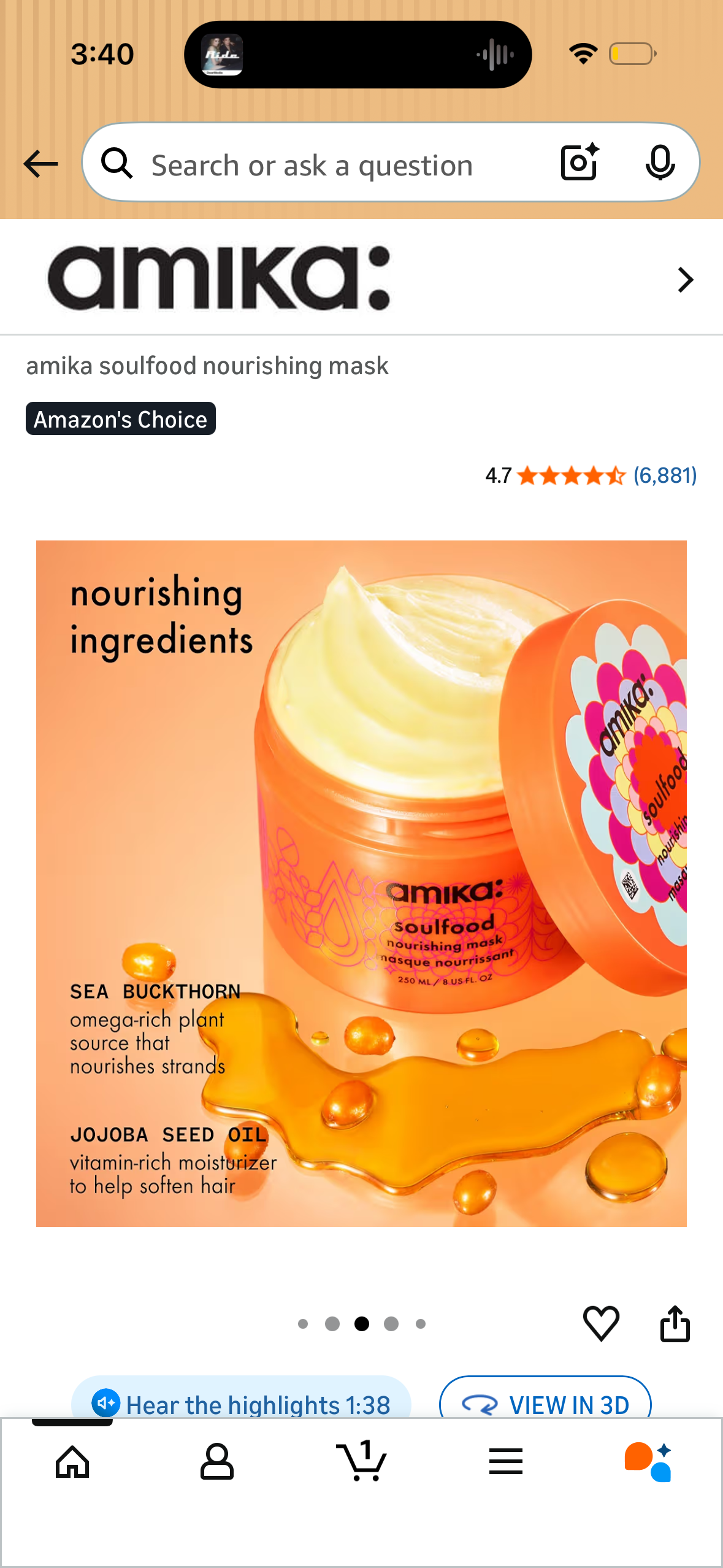amika soulfood nourishing mask, 500ml