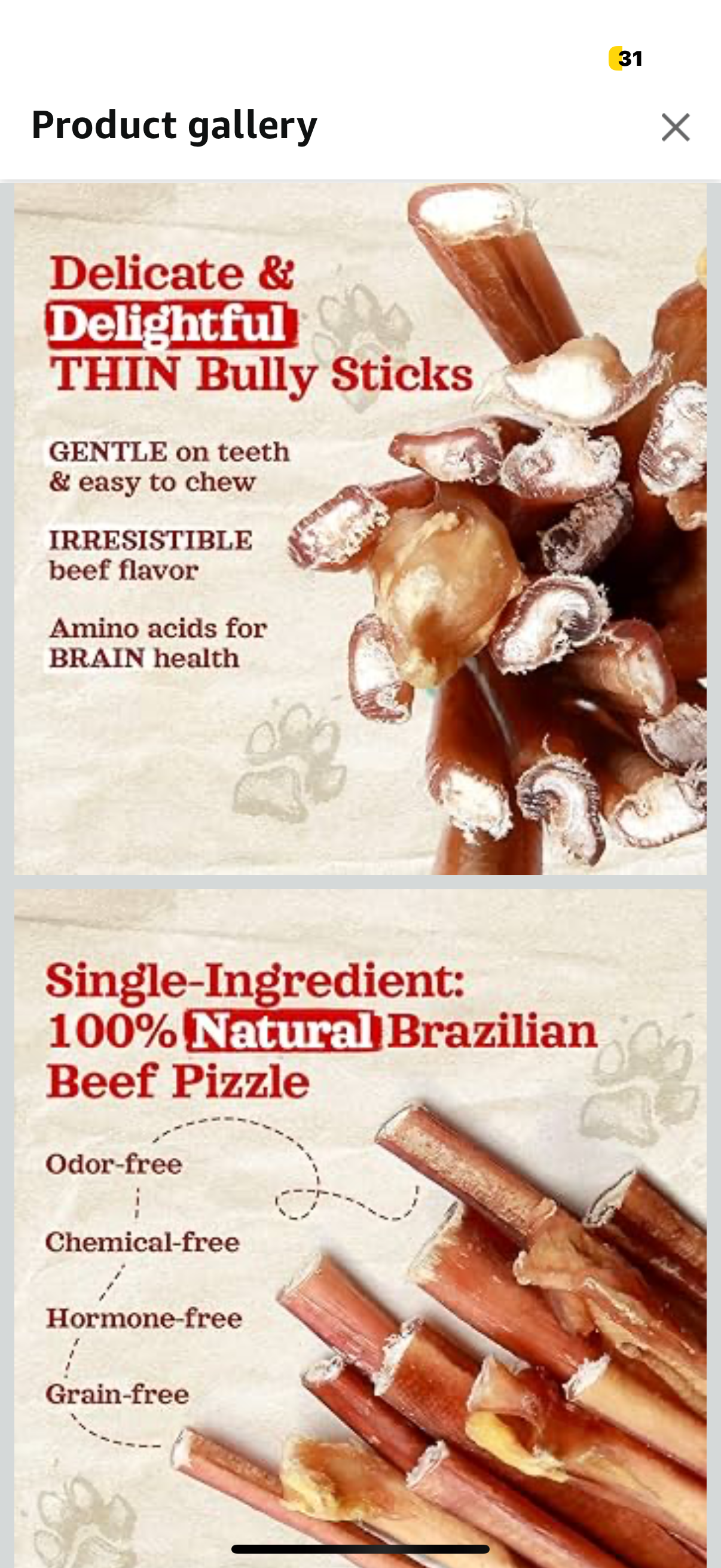 Natural Farm Odor-Free Thin Bully Sticks (12”, 25-Pack) All-Natural Long-Lasting Dog Chews, 100% Beef Pizzle, Grass-Fed, Grain-Free, Protein for Muscle Development & Energy, Perfect for Large Dogs