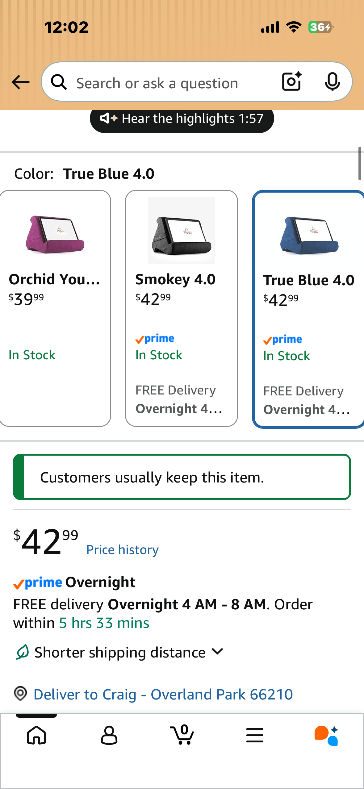 Flippy Original Tablet Pillow Stand & iPad Holder, Gift for Book Lovers & Readers, Multi-Angle Stand with Storage for Lap, Desk & Bed, Compatible with Kindle, Fire, iPad & Samsung, True Blue