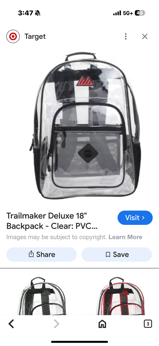 Trailmaker Deluxe 18" Backpack - Clear: PVC Vinyl, Middle & High School