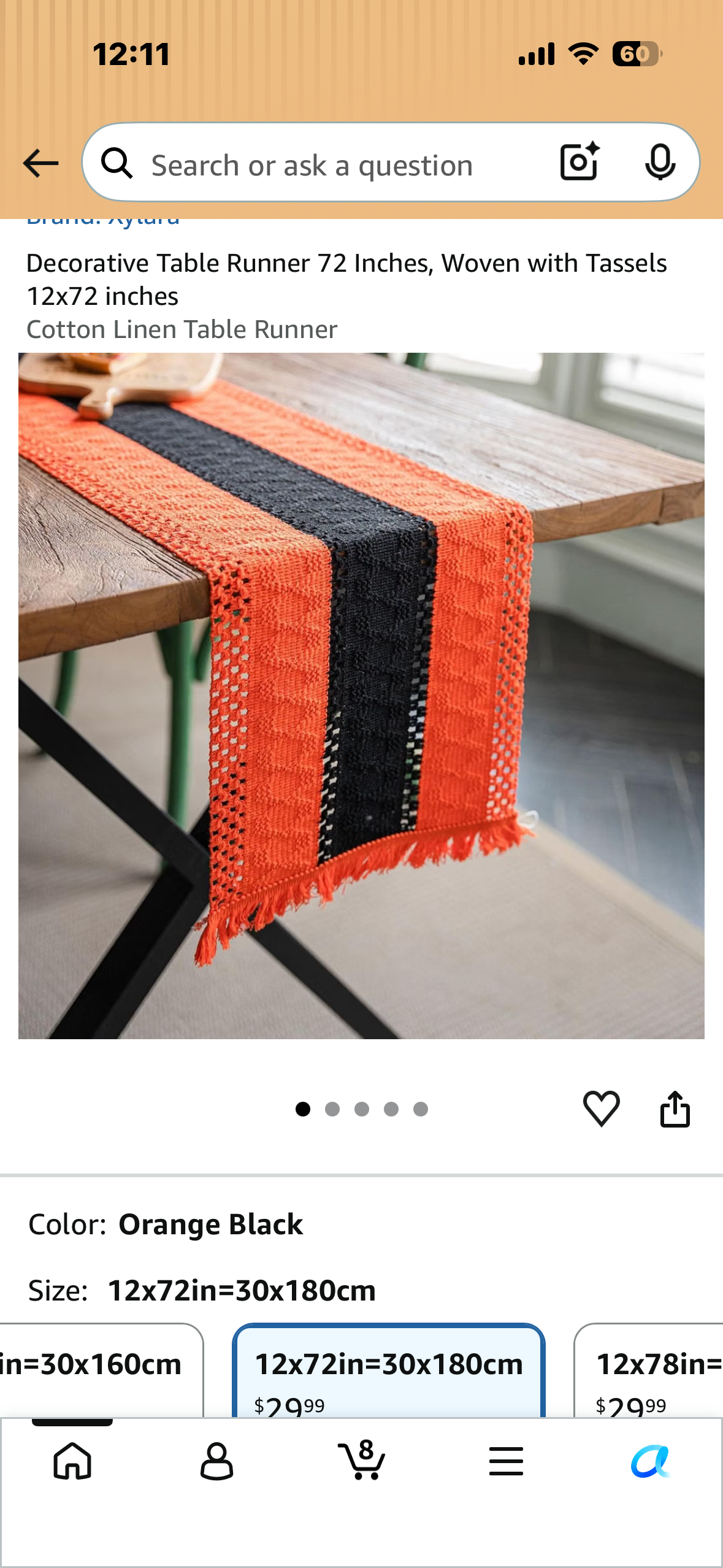 Festive Decorative Table Runner, Woven with Tassels 12”x72”, Cotton Linen Table Runner